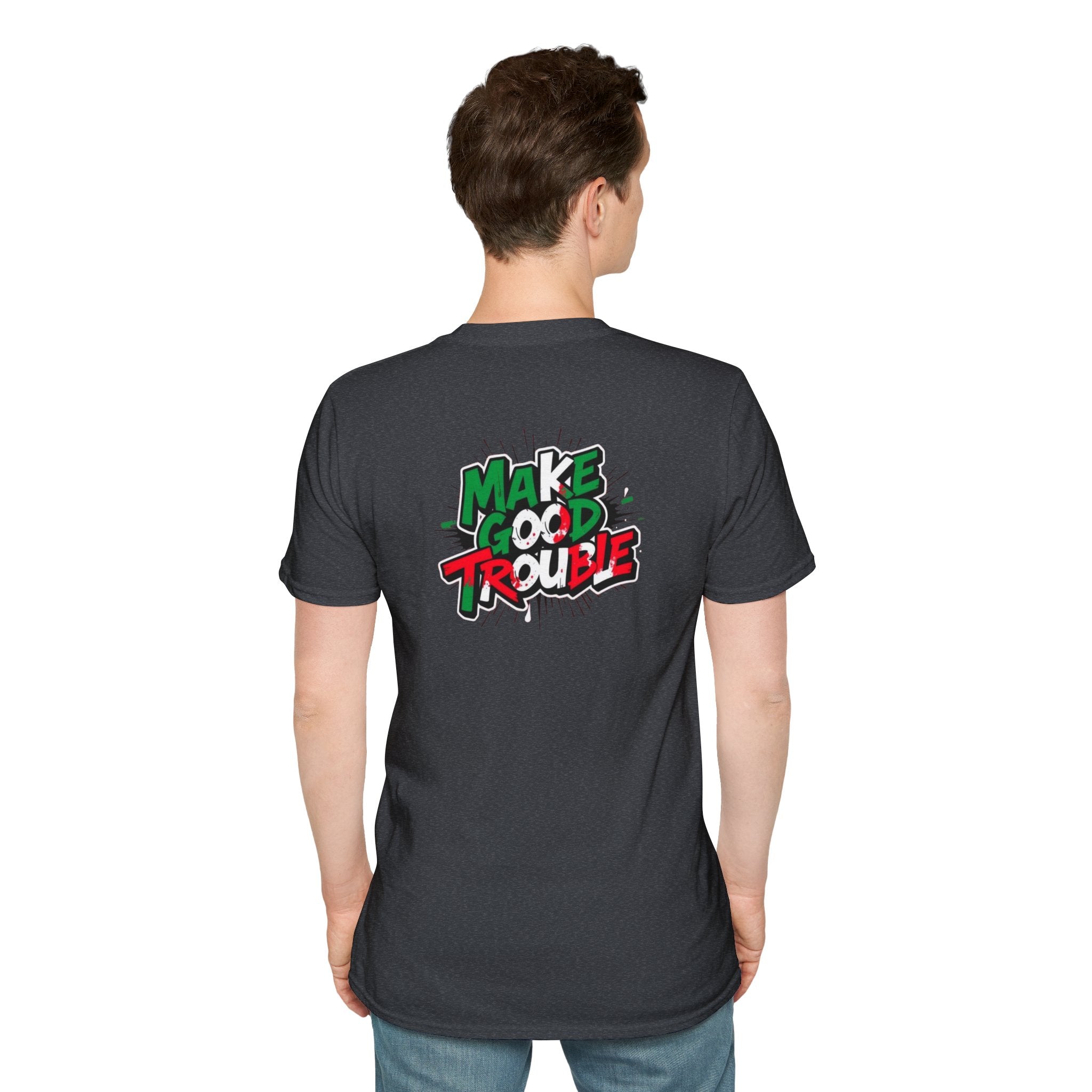Camiseta unisex de estilo suave Make Good Trouble | Divertida camiseta gráfica para activistas y creadores de tendencias