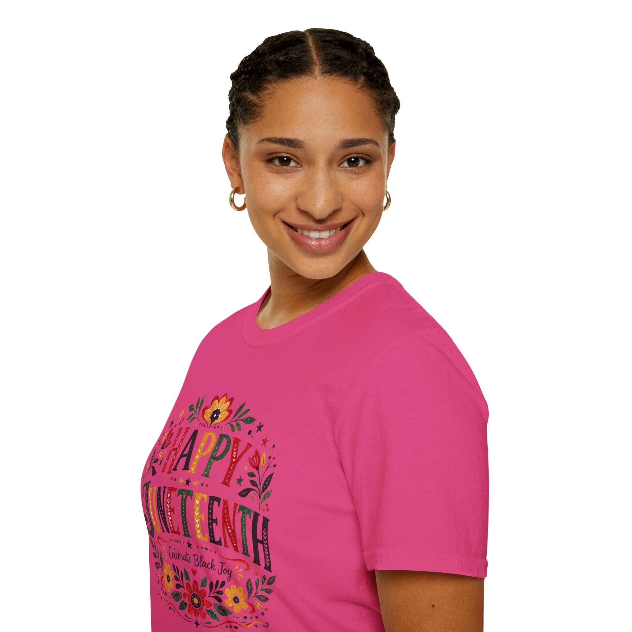 Juneteenth T-Shirt — "Happy Juneteenth" Floral Celebration Tee