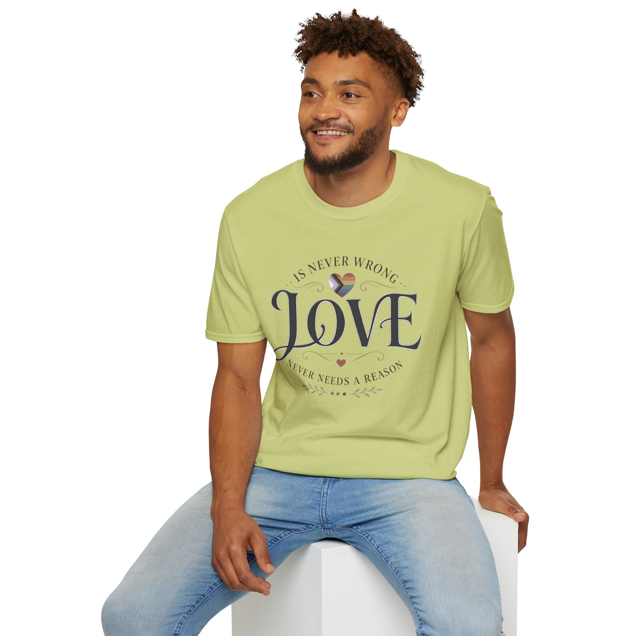Love Is Never Wrong T-Shirt — LGBTQ+ Pride Heart Tee