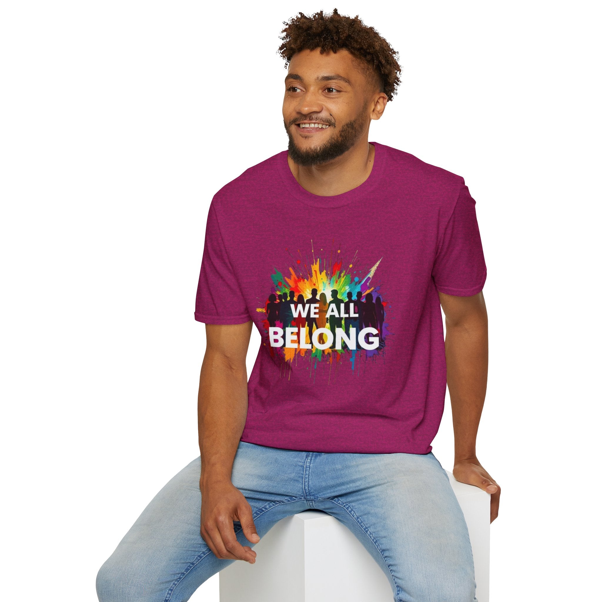We All Belong Unisex Softstyle T-Shirt - Colorful Pride Tee