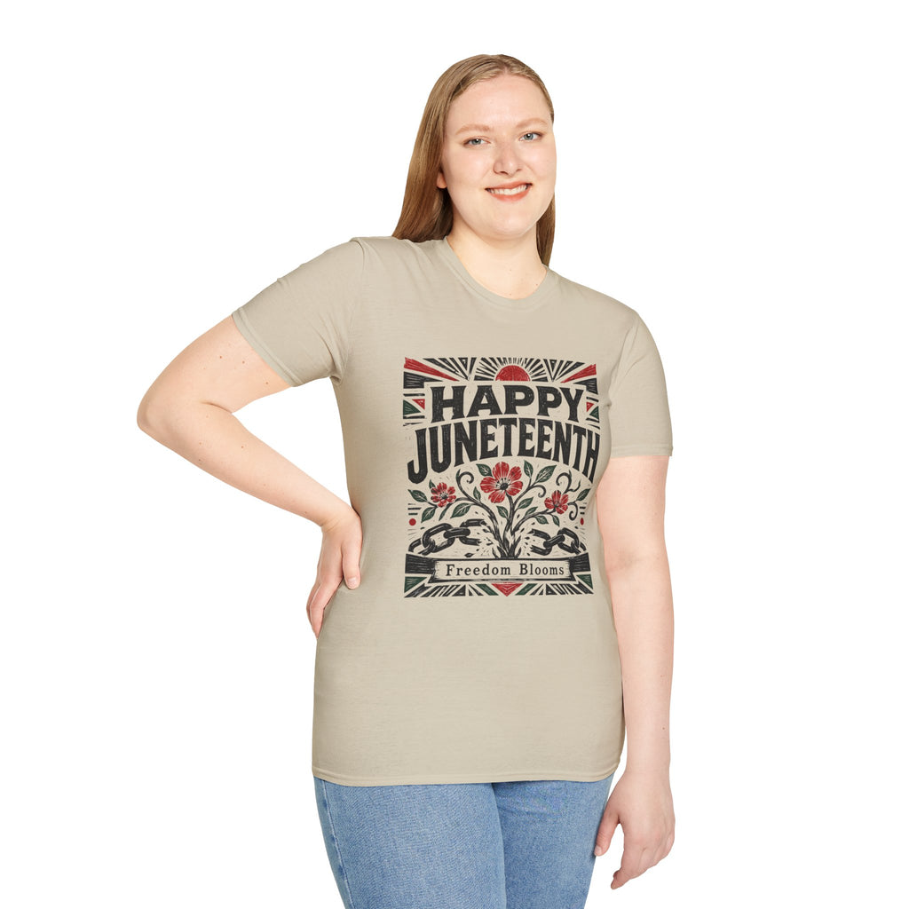 Juneteenth T-Shirt — "Happy Juneteenth" Floral Freedom Tee