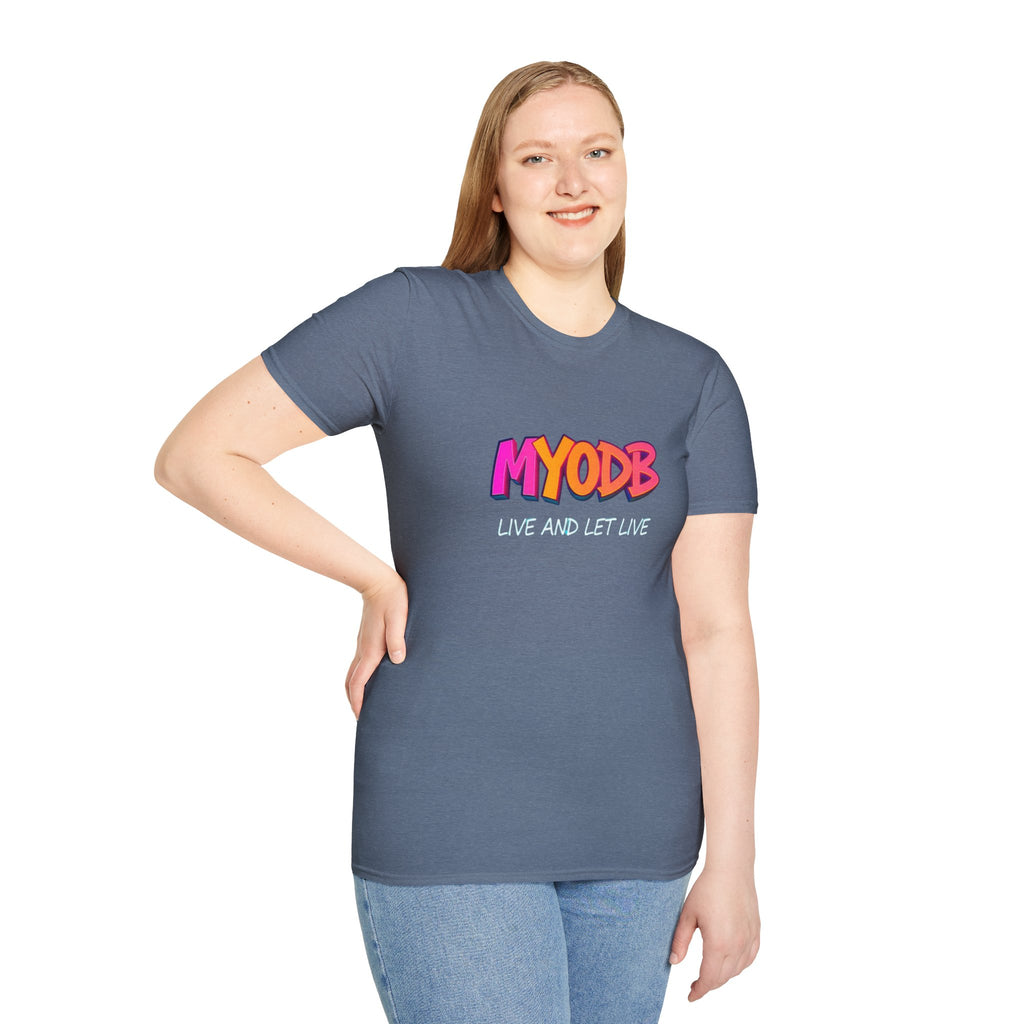 Camiseta MYODB "Vive y deja vivir" | Camiseta unisex de estilo suave | Ropa informal