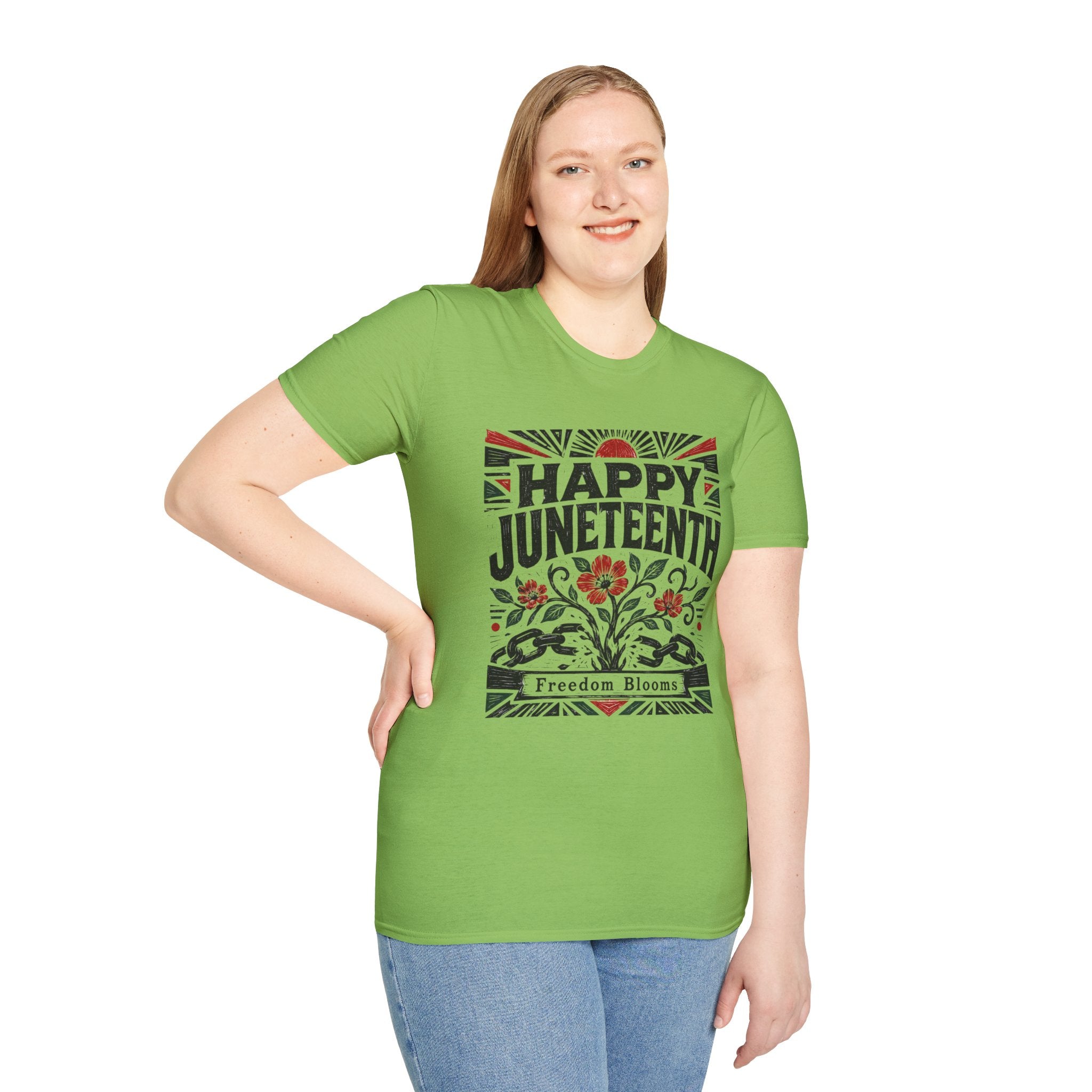 Juneteenth T-Shirt — "Happy Juneteenth" Floral Freedom Tee