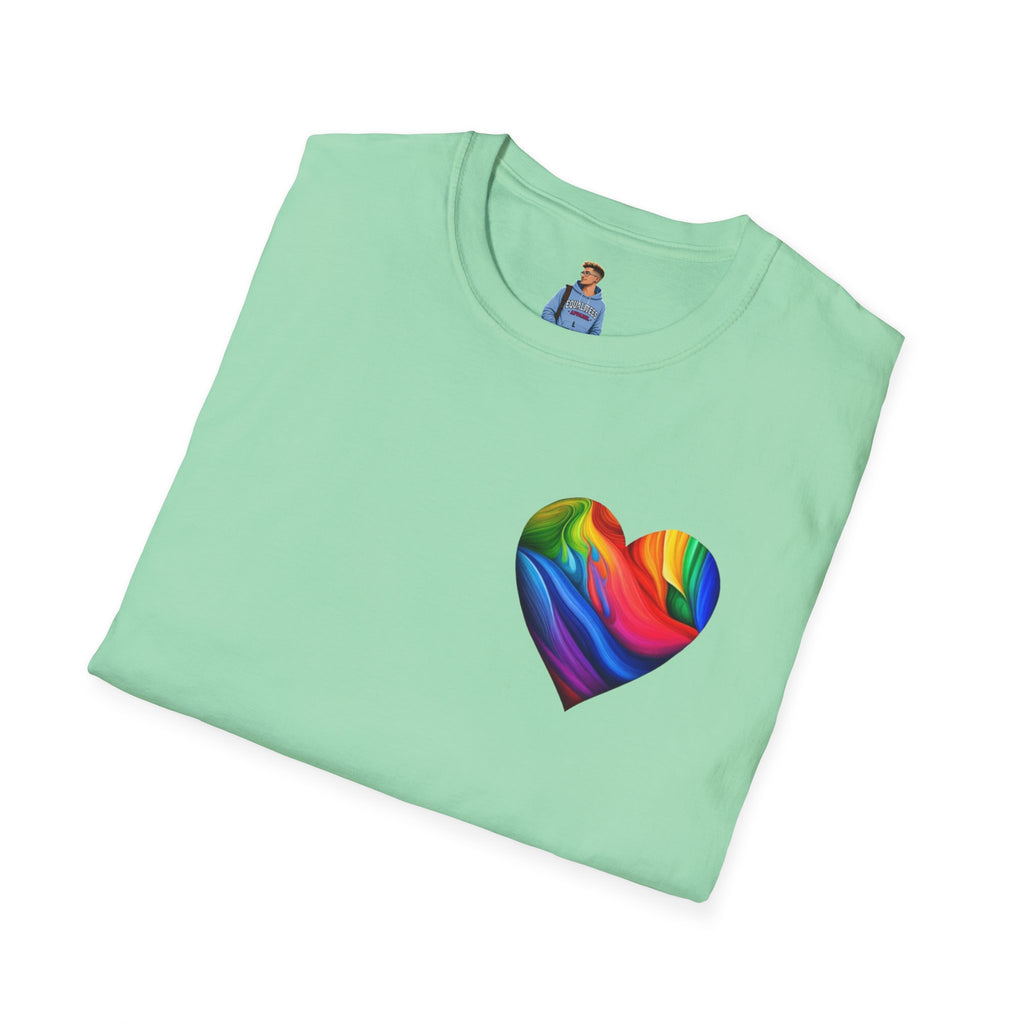 Camiseta unisex Softstyle - Diseño de corazón de orgullo con la frase 'La existencia es resistencia'