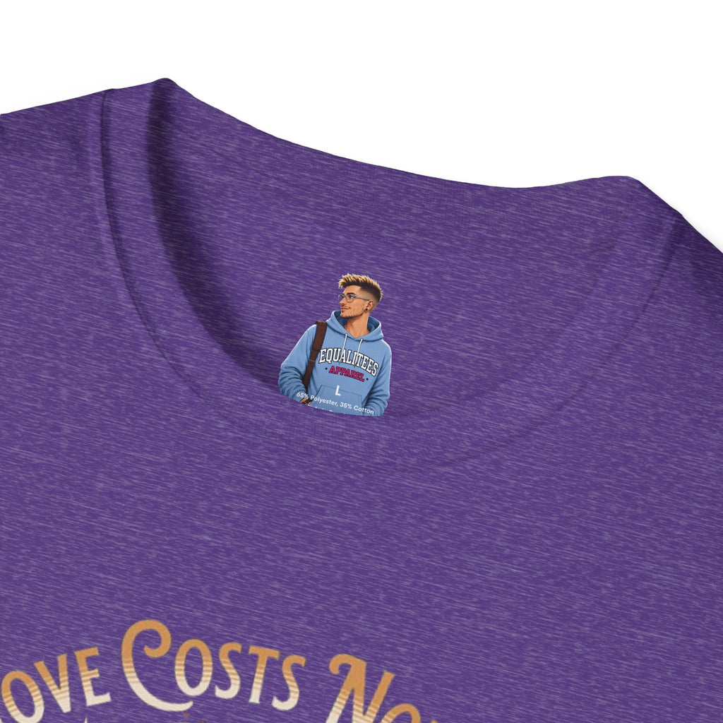 Unisex Softstyle T-Shirt - Love Costs Nothing, Give It Away Floral Peace Design
