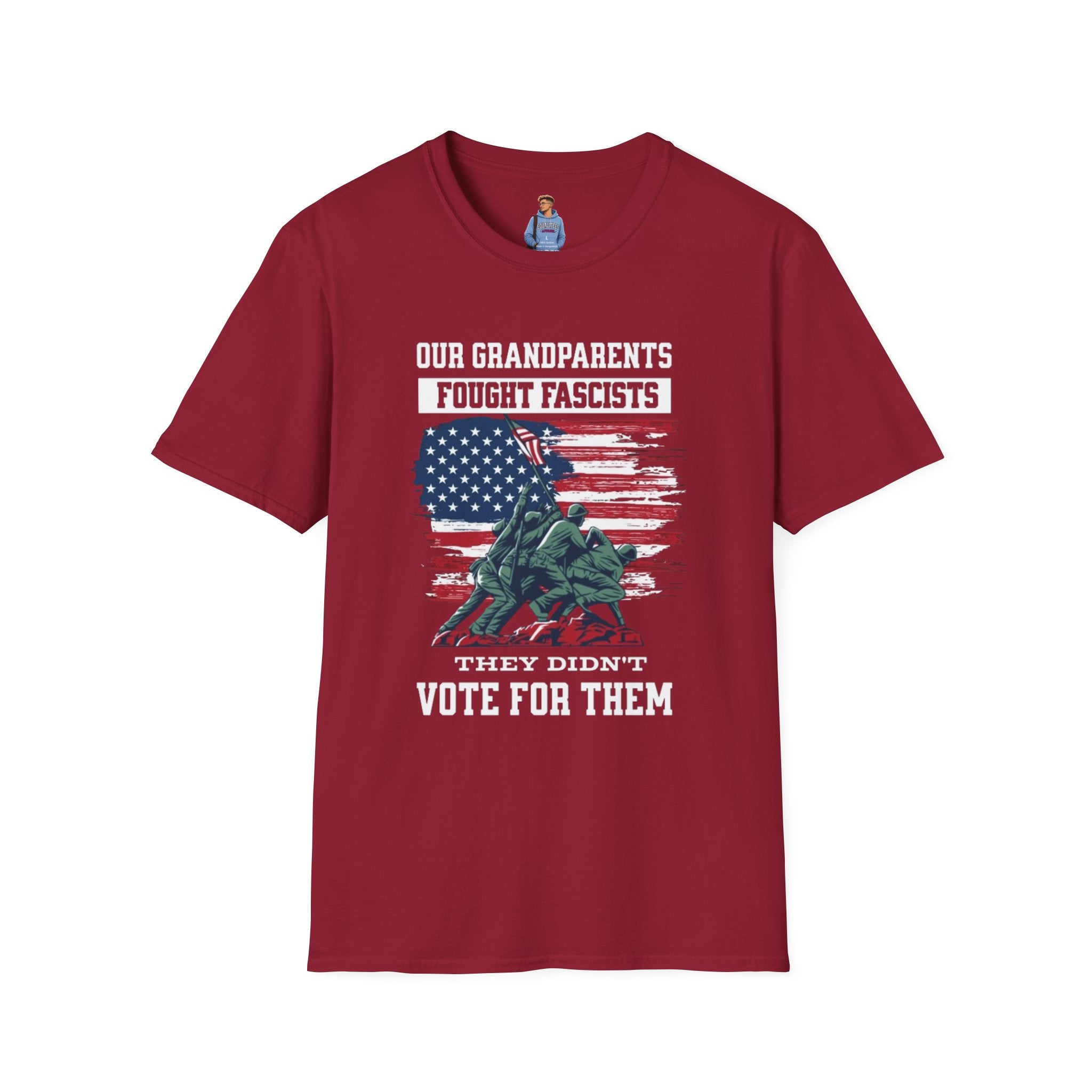 Unisex Softstyle T-Shirt: 'Our Grandparents Fought Fascists' Patriotic Tee