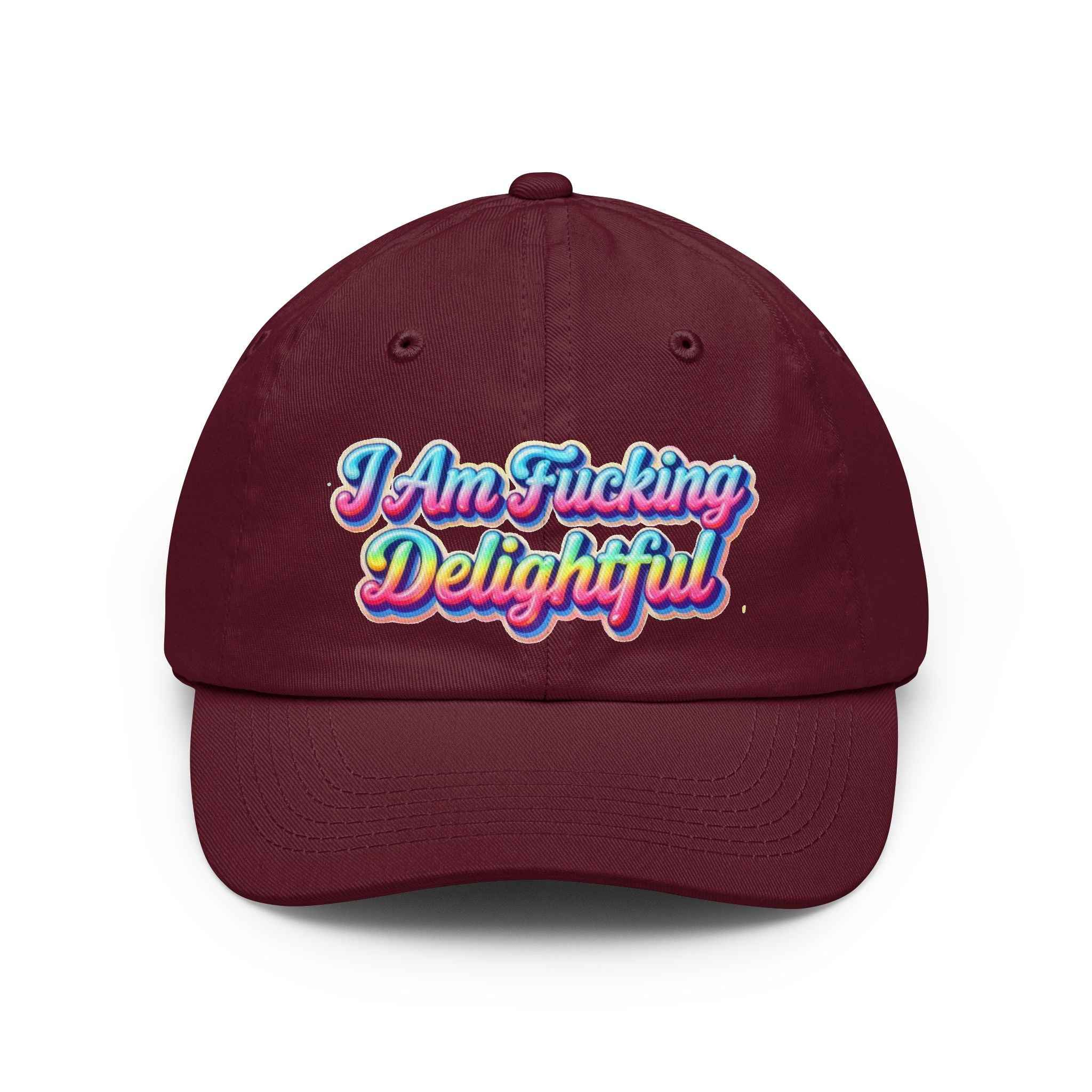 "I Am Fucking Delightful" Retro Rainbow Cap