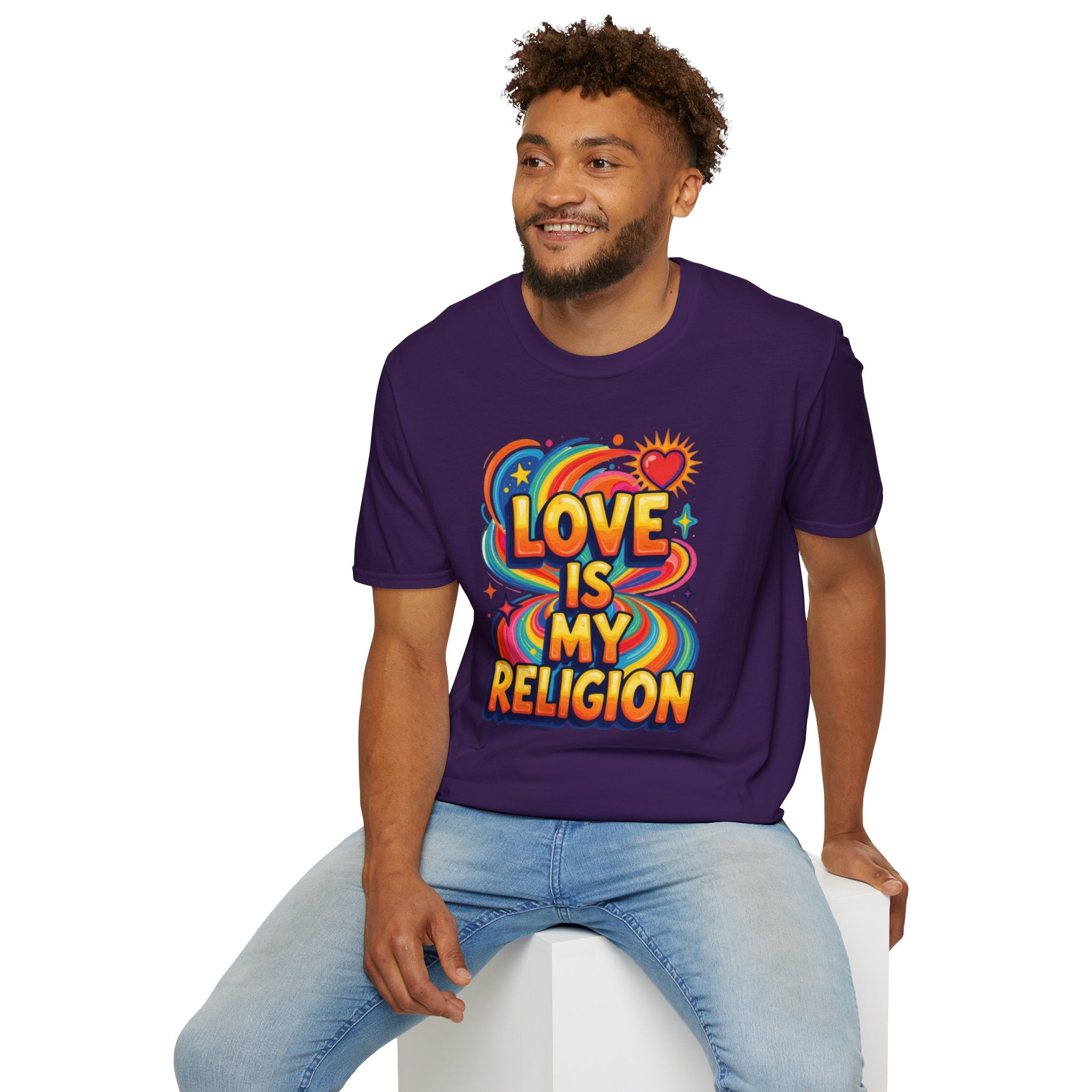 Love Is My Religion Retro Rainbow Graphic T-shirt