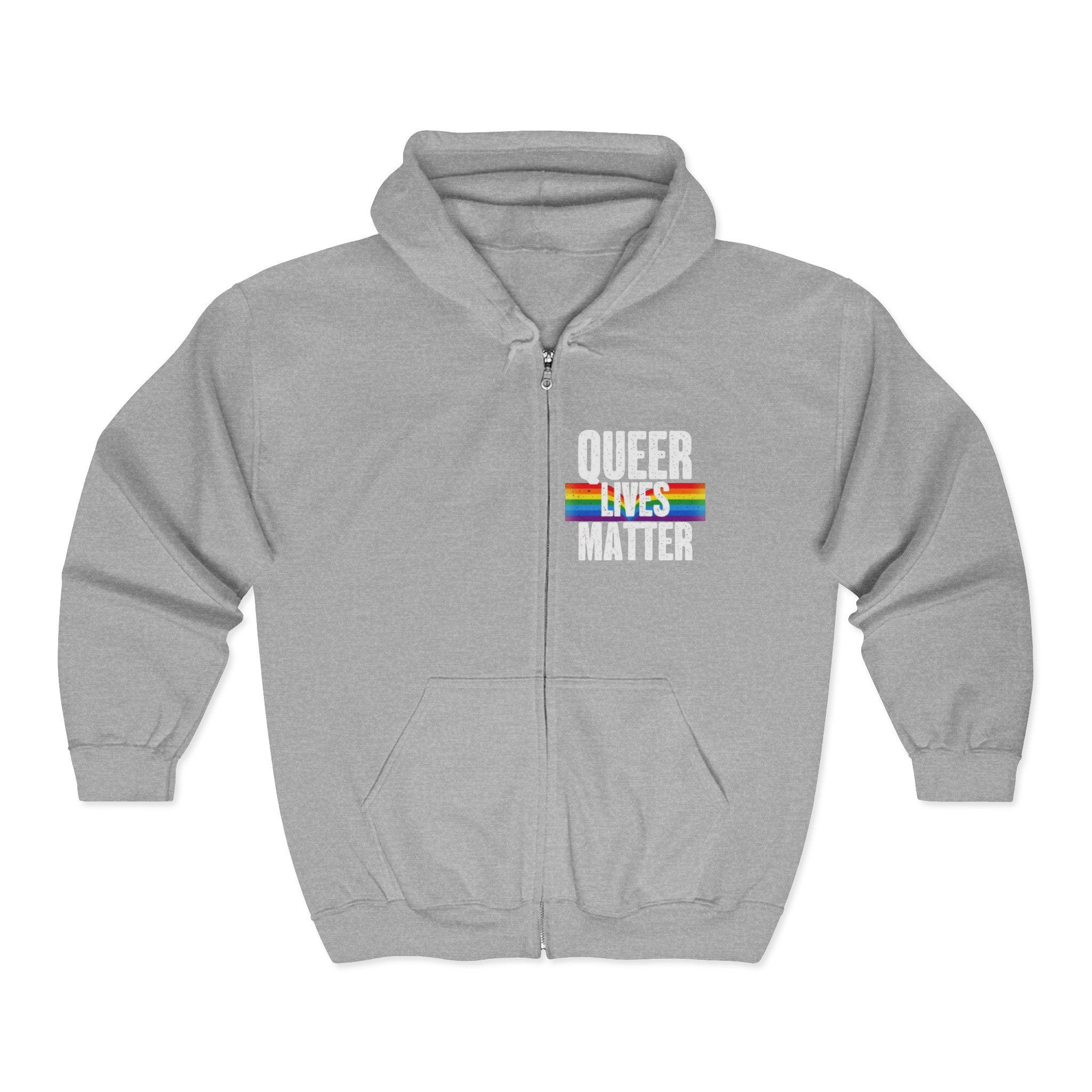 Queer Lives Matter Zip-Up Hoodie - Cozy Outdoor Style