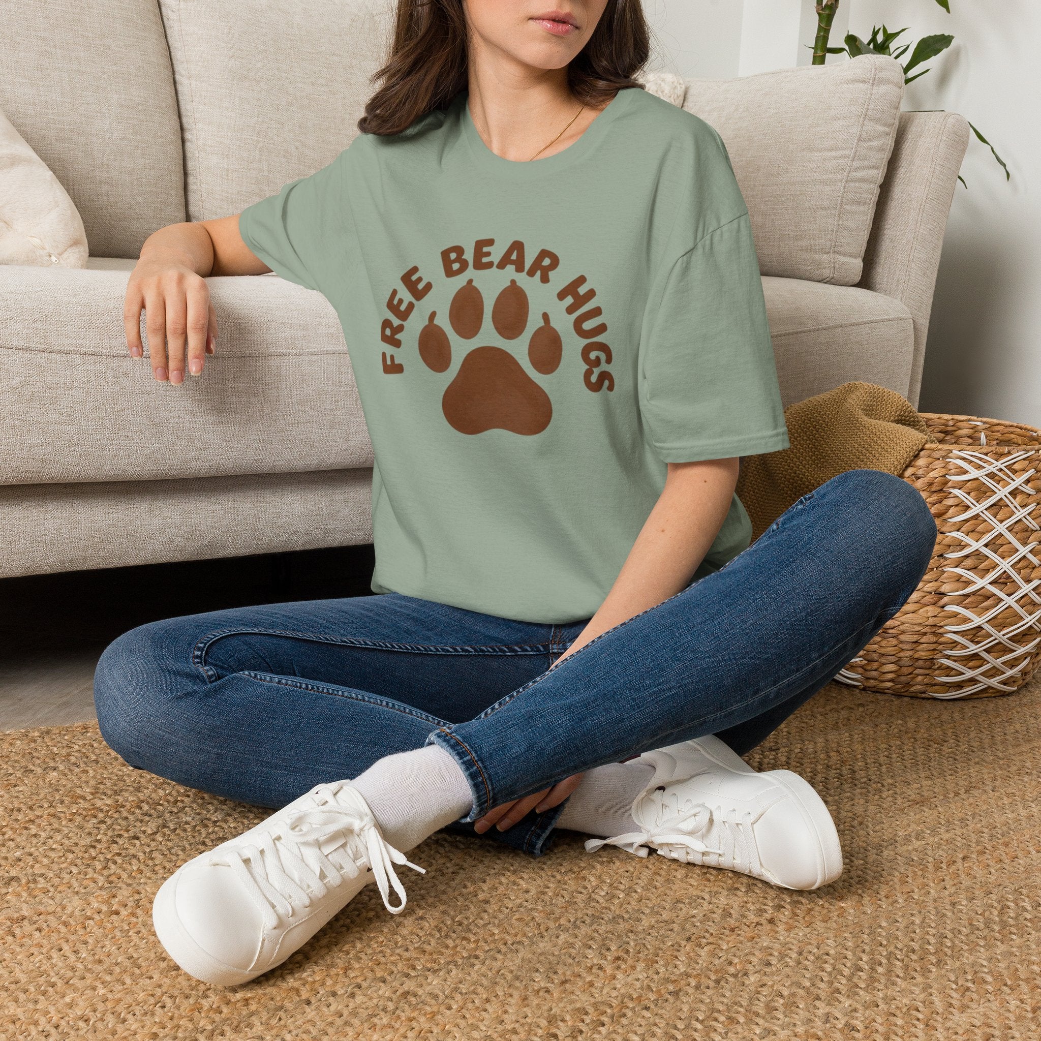 Free Bear Hugs T-Shirt — Cute Paw Print Wildlife Tee
