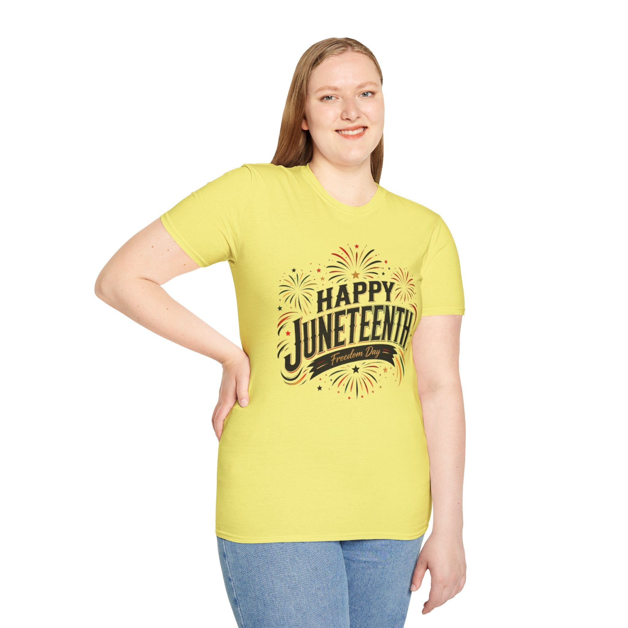 Juneteenth T-Shirt - "Happy Juneteenth" Fireworks Celebration Tee
