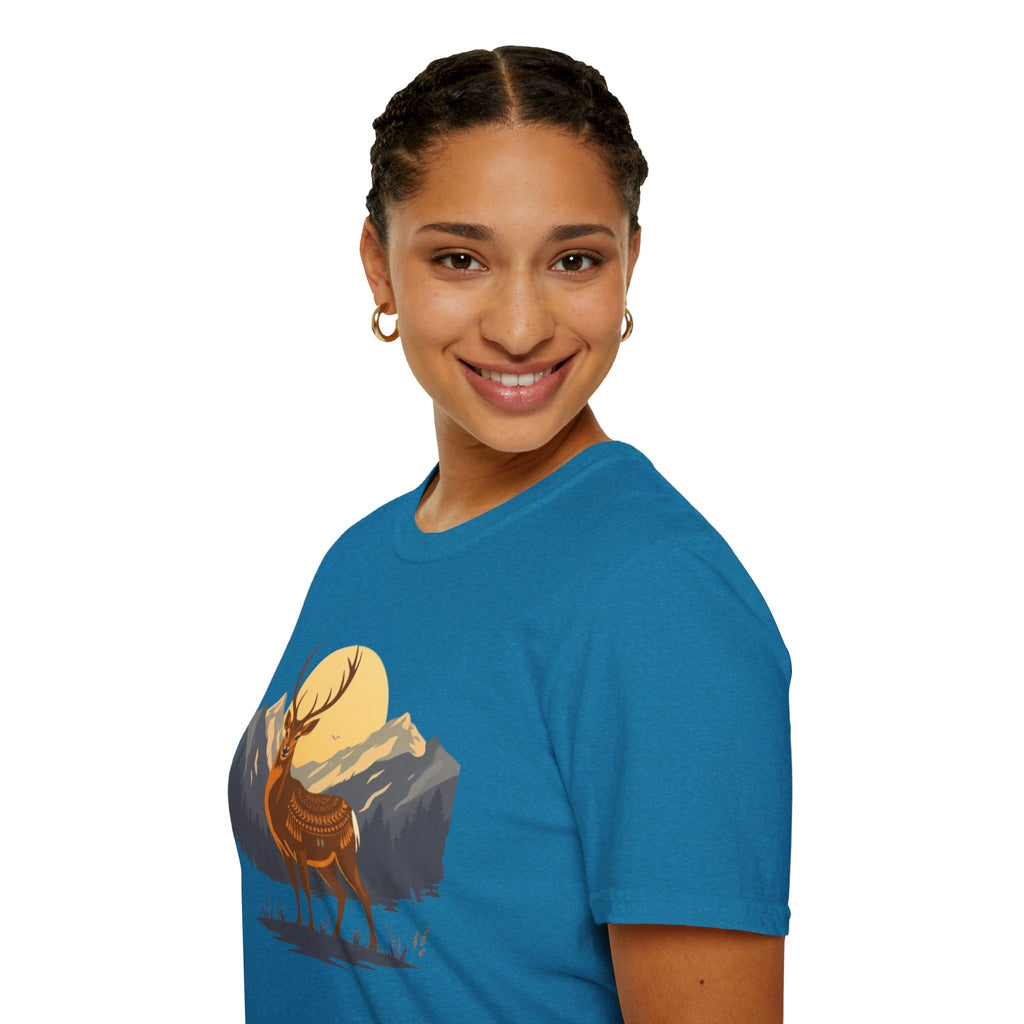 Mountain Sunset Deer Unisex Softstyle T-Shirt