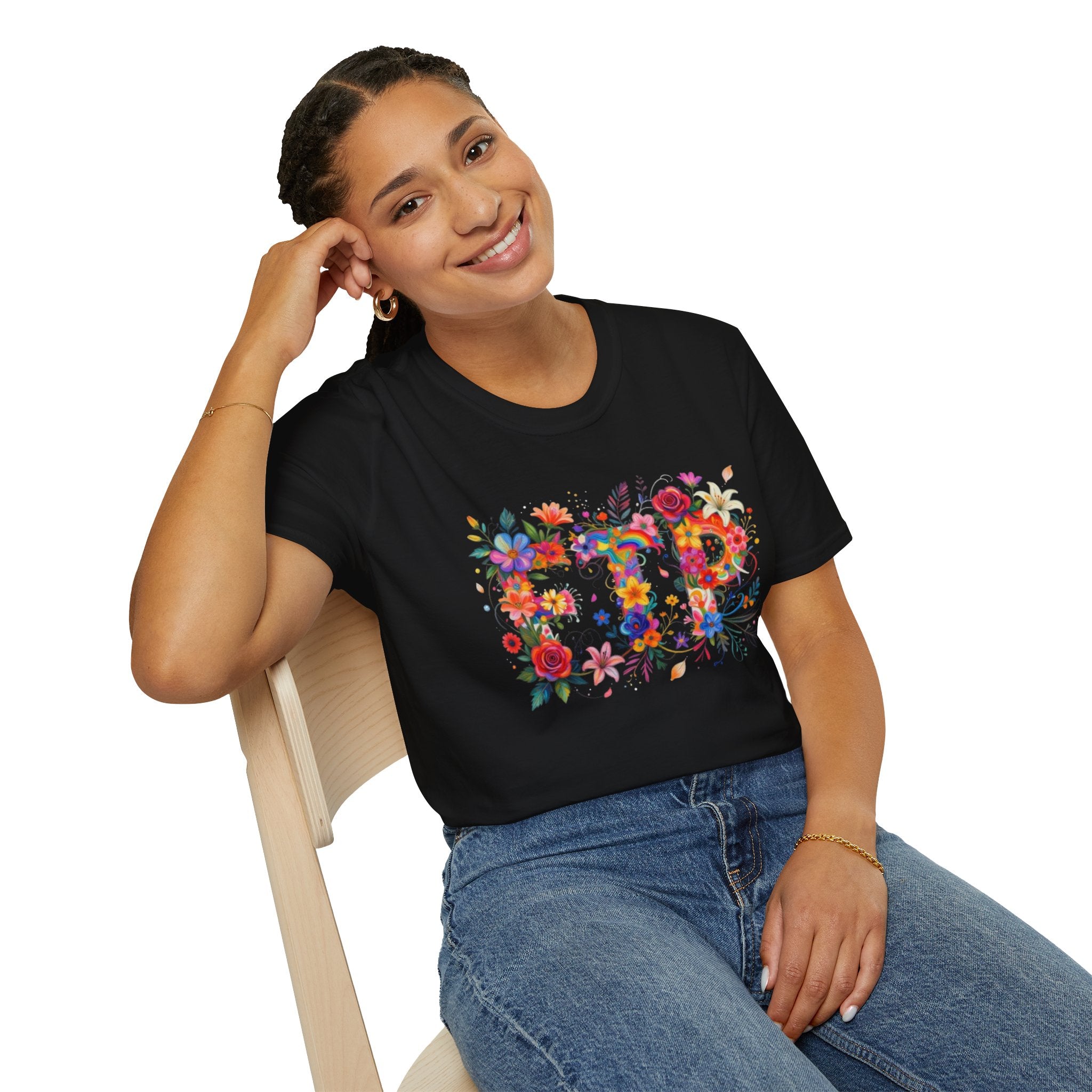 Floral 'FTP' Graphic T-Shirt