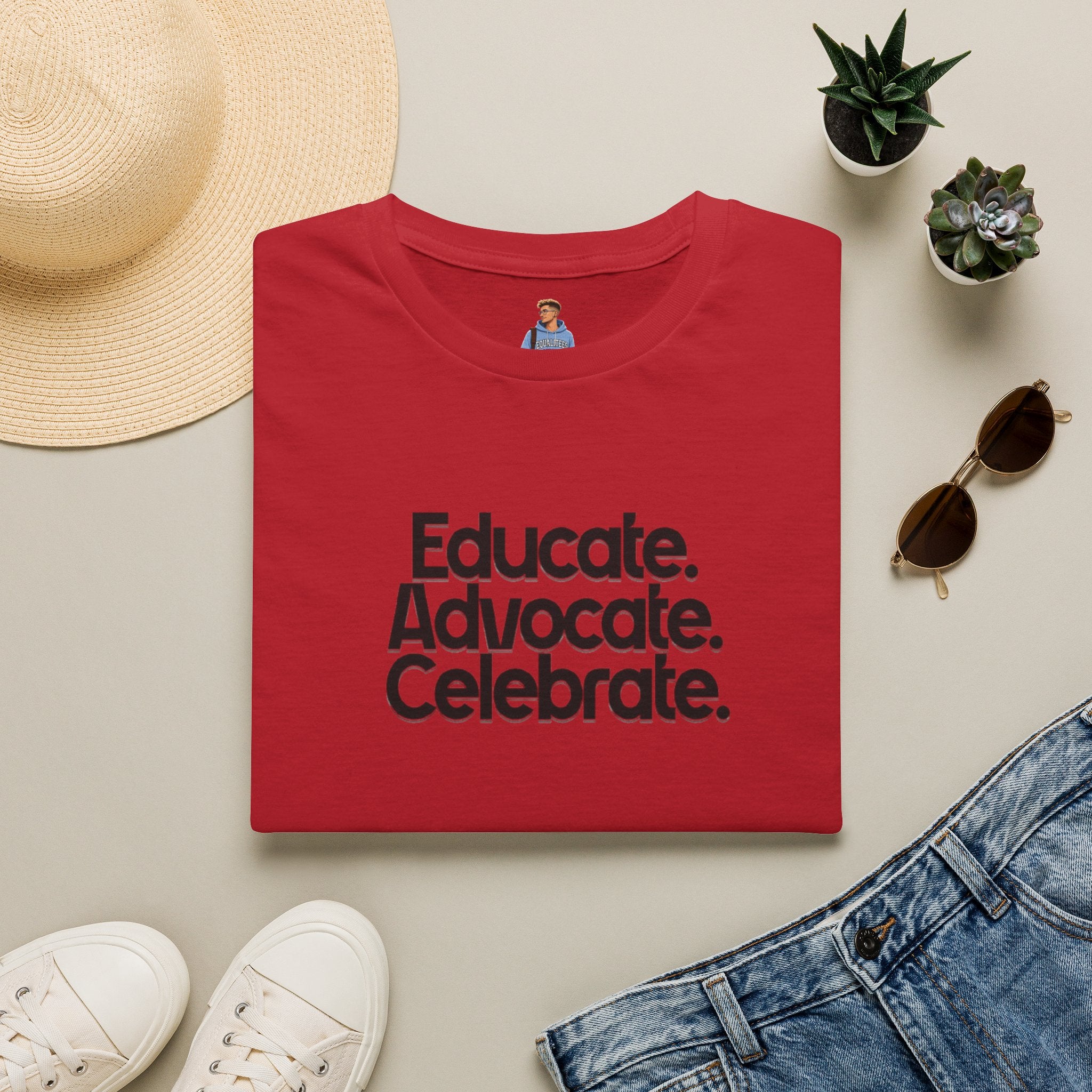 Teacher Advocate T-Shirt - Subtle Pride Educate Advocate Celebrate Design