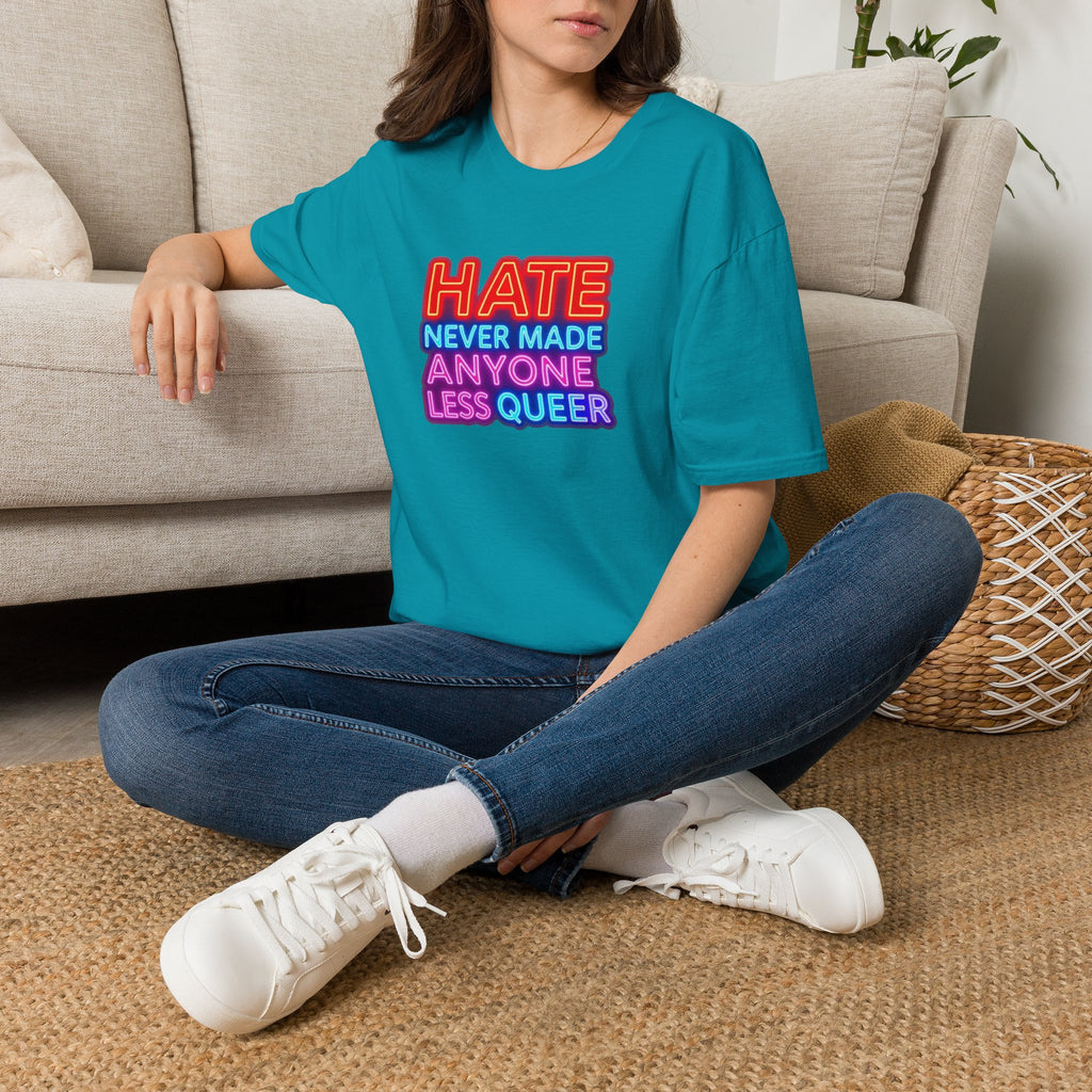 LGBTQ+ Pride Unisex T-Shirt - "Hate Never Made Anyone Less Queer" & "We All Belong" Design
