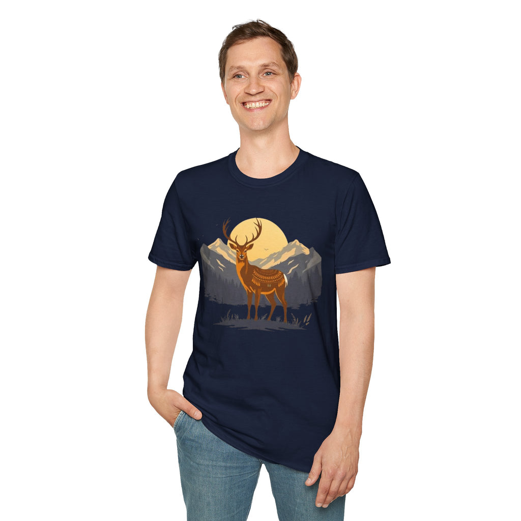 Mountain Sunset Deer Unisex Softstyle T-Shirt