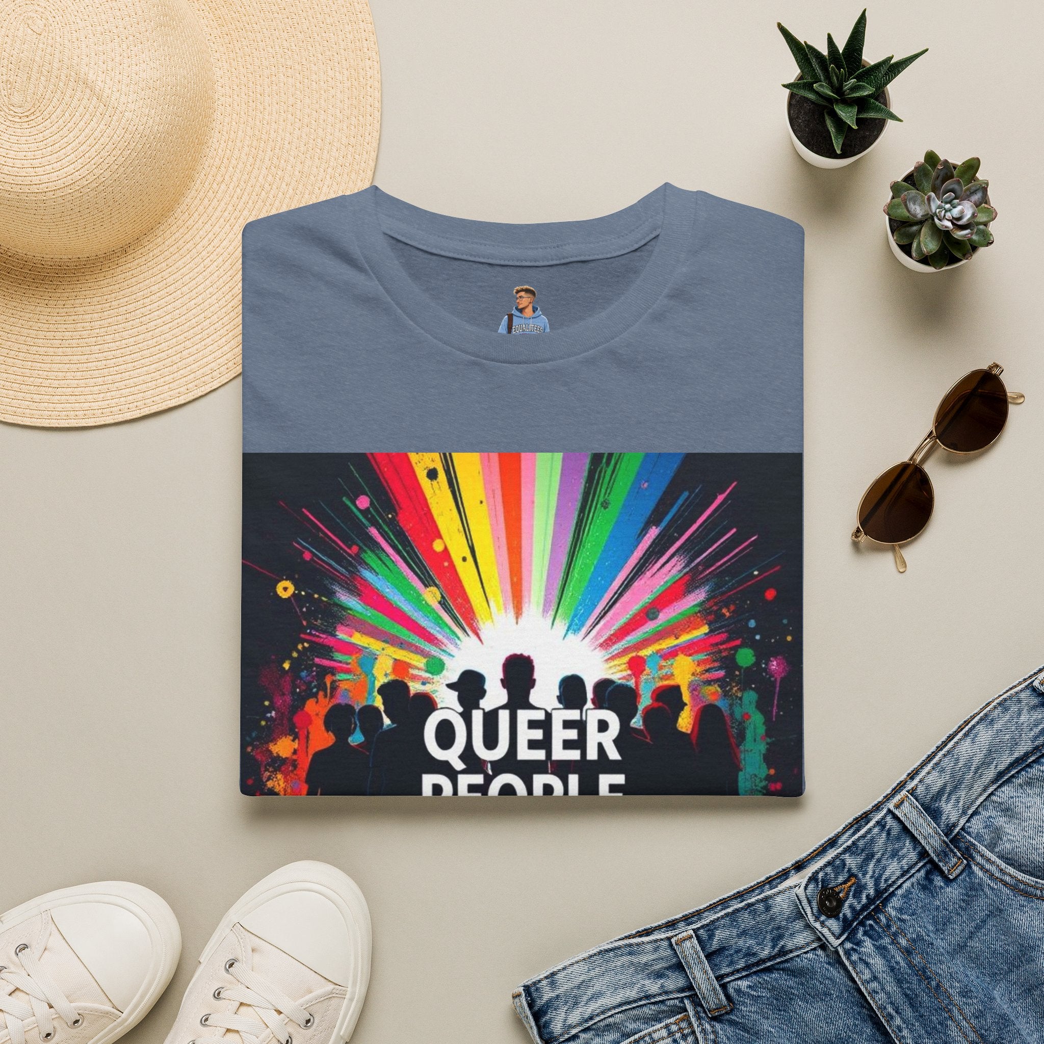 Unisex Softstyle T-Shirt - 'Queer People Belong Everywhere' Pride Graphic Tee