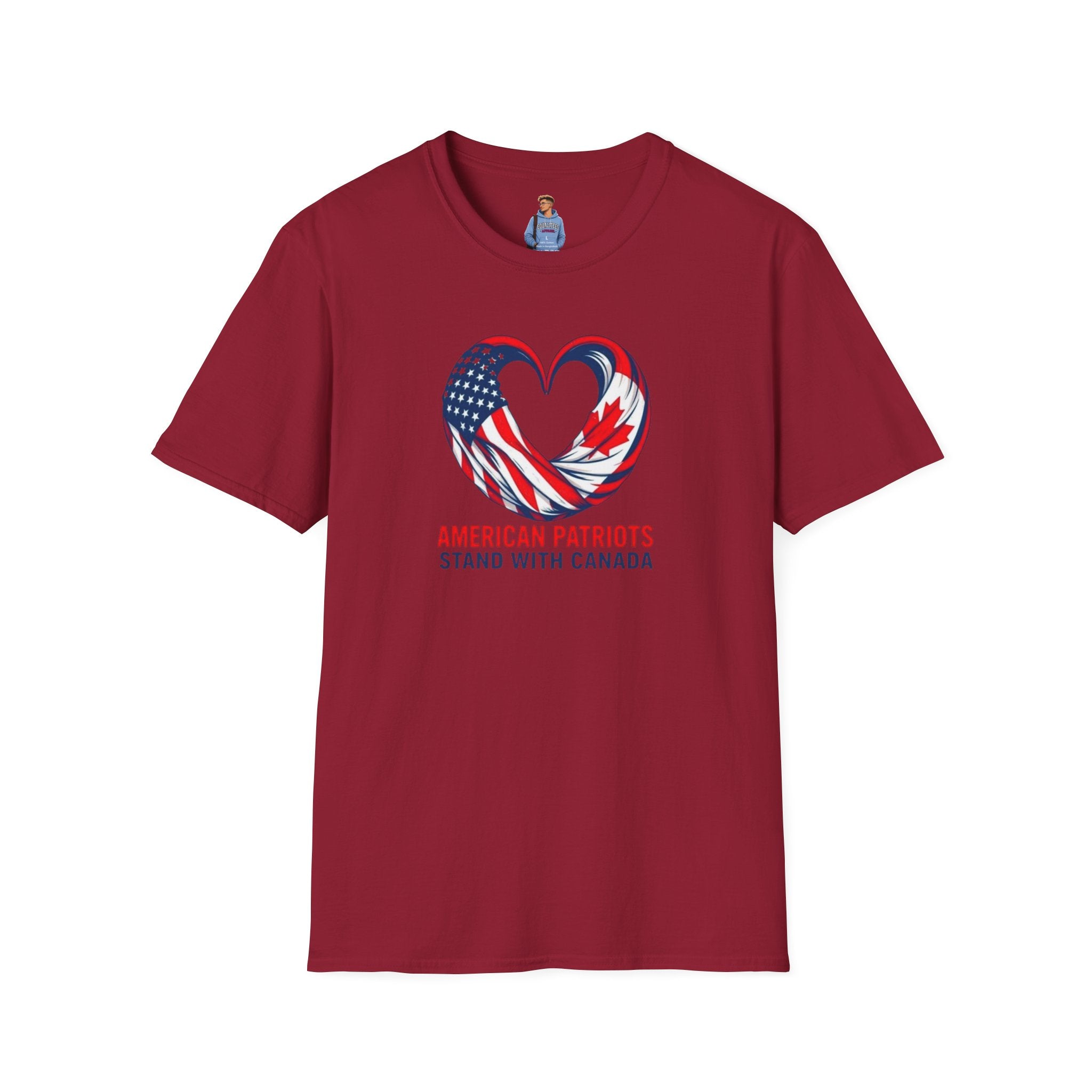 Camiseta unisex de estilo suave "American Patriots Stand with Canada"