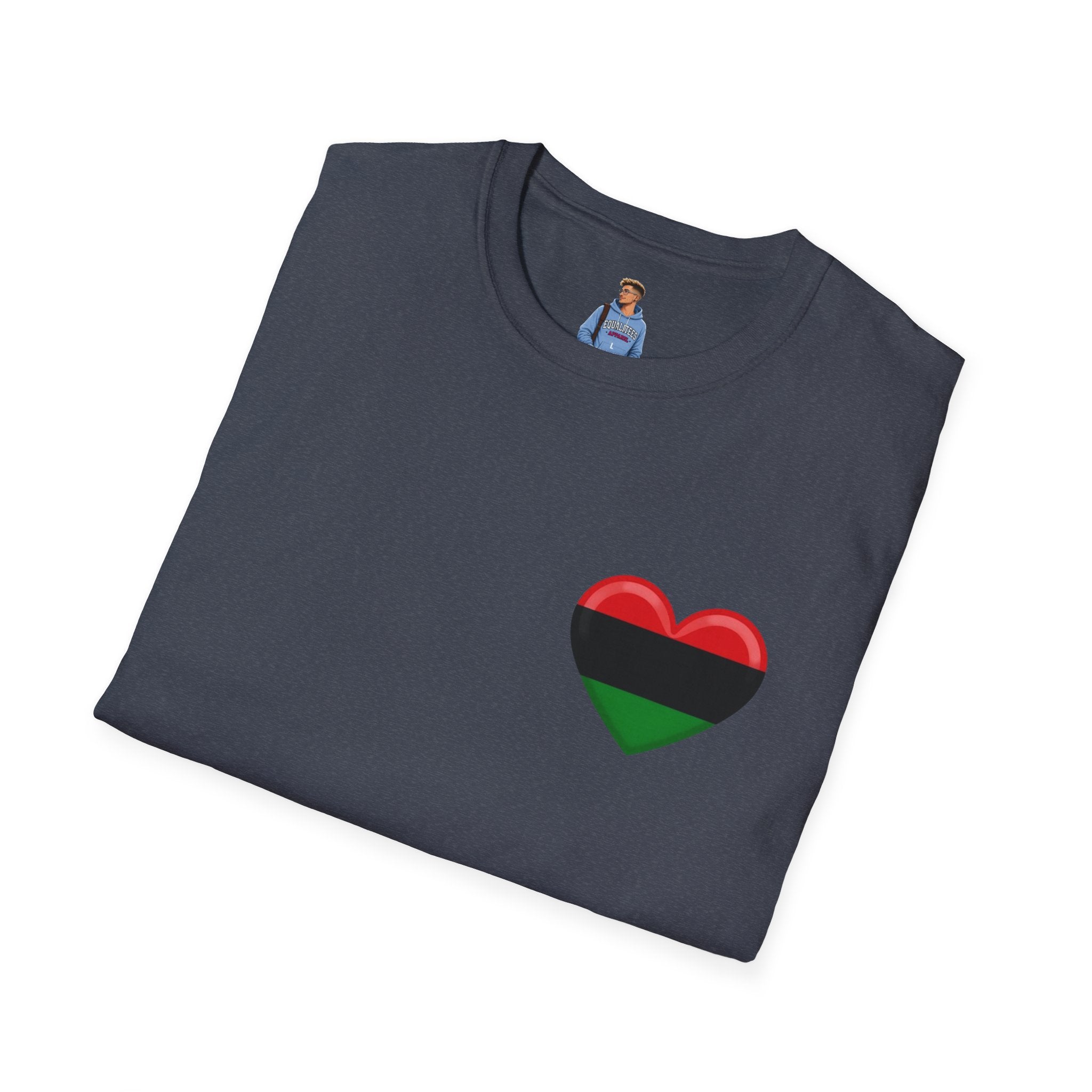 Camiseta unisex de estilo suave Unity and Heritage con corazón panafricano