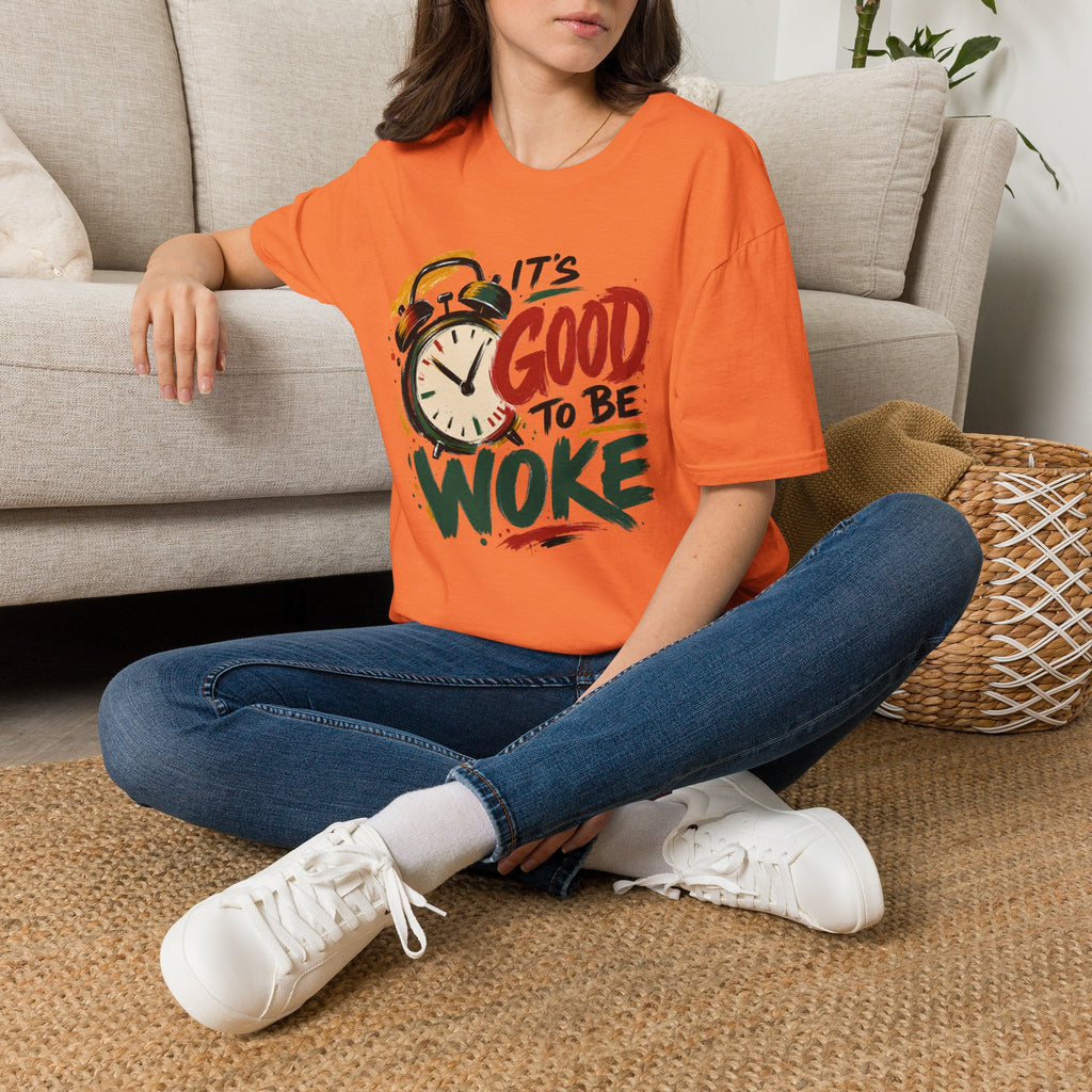T-Shirt — "It's Good To Be Woke" Graphic Tee (Alarm Clock Design)