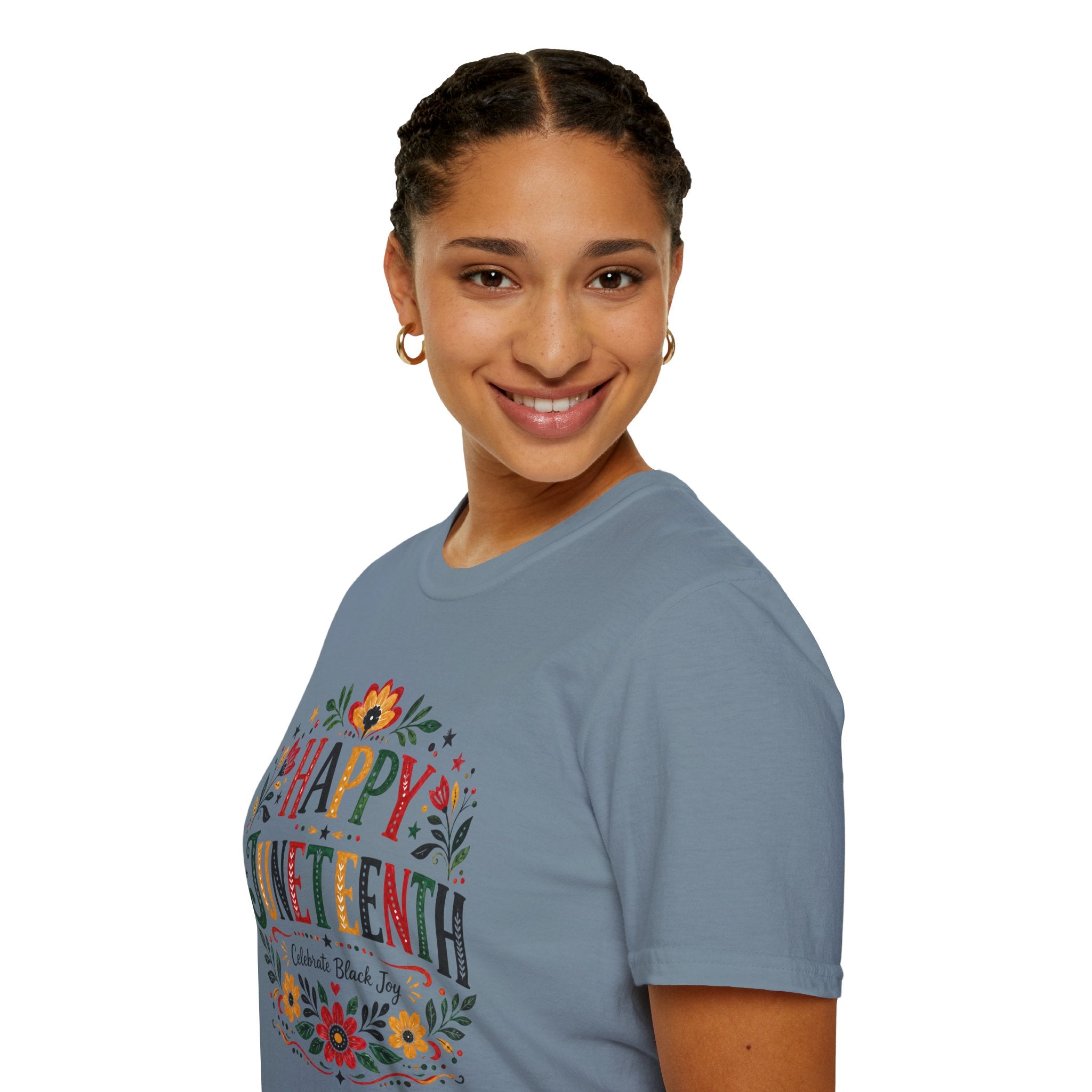 Juneteenth T-Shirt — "Happy Juneteenth" Floral Celebration Tee