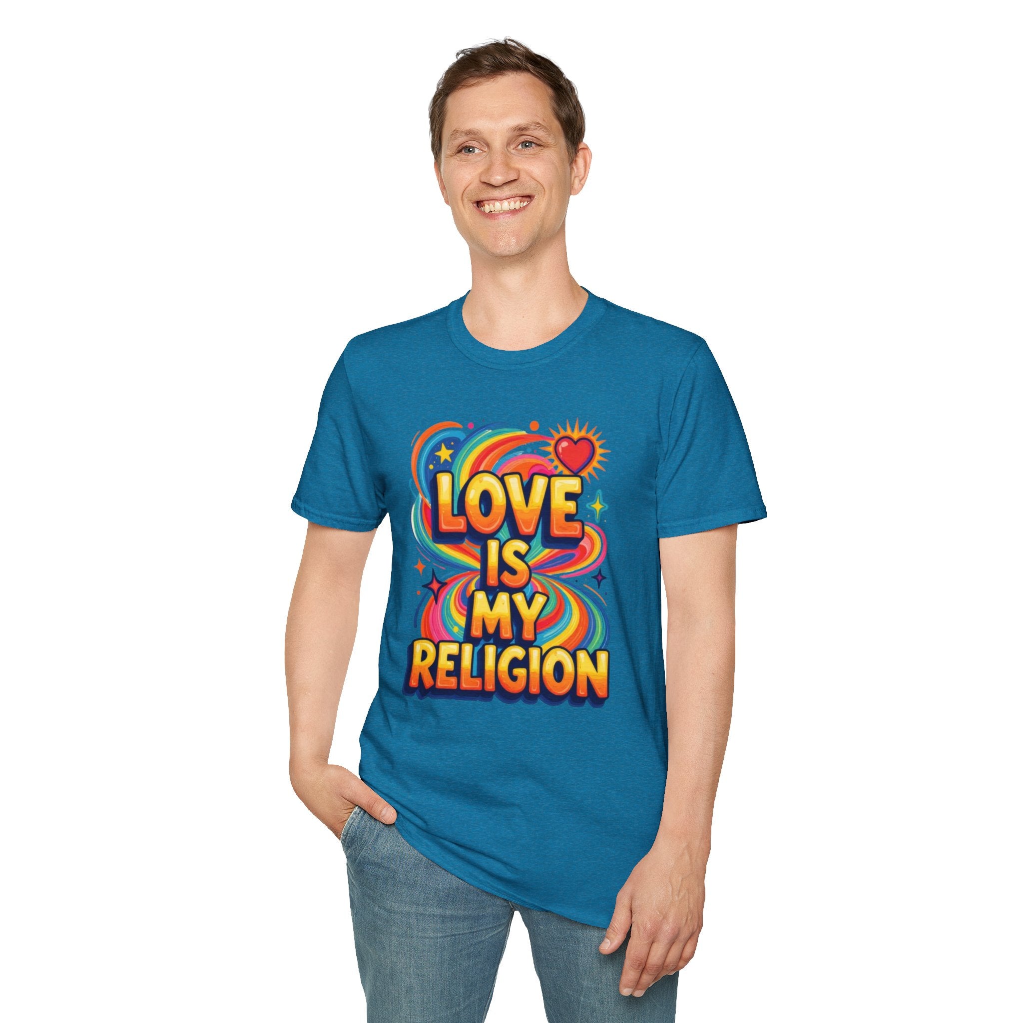 Love Is My Religion Retro Rainbow Graphic T-shirt