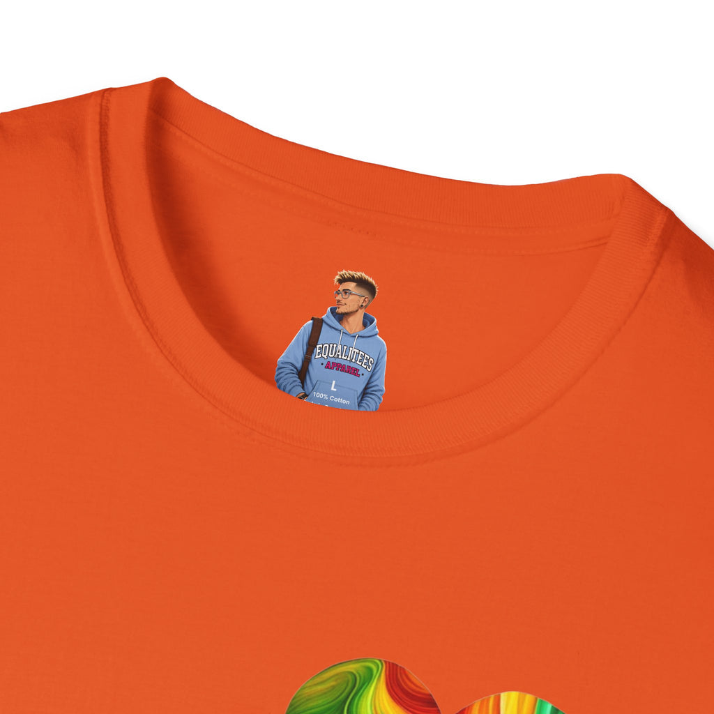 Camiseta unisex Softstyle - Diseño de corazón de orgullo con la frase 'La existencia es resistencia'