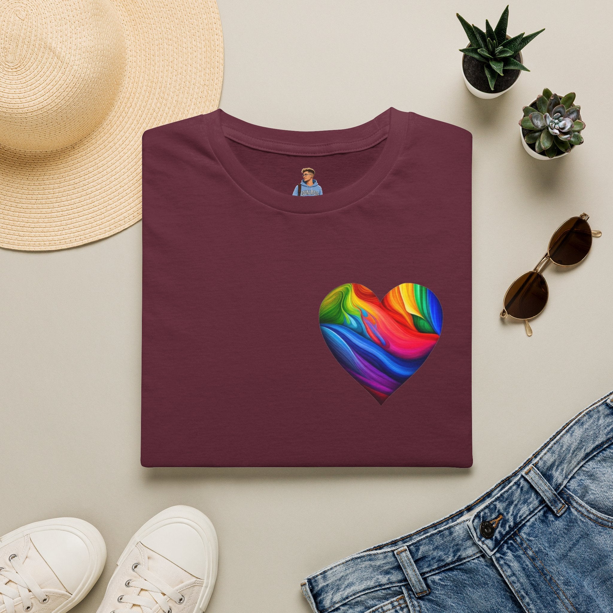 Camiseta unisex Softstyle - Diseño de corazón de orgullo con la frase 'La existencia es resistencia'