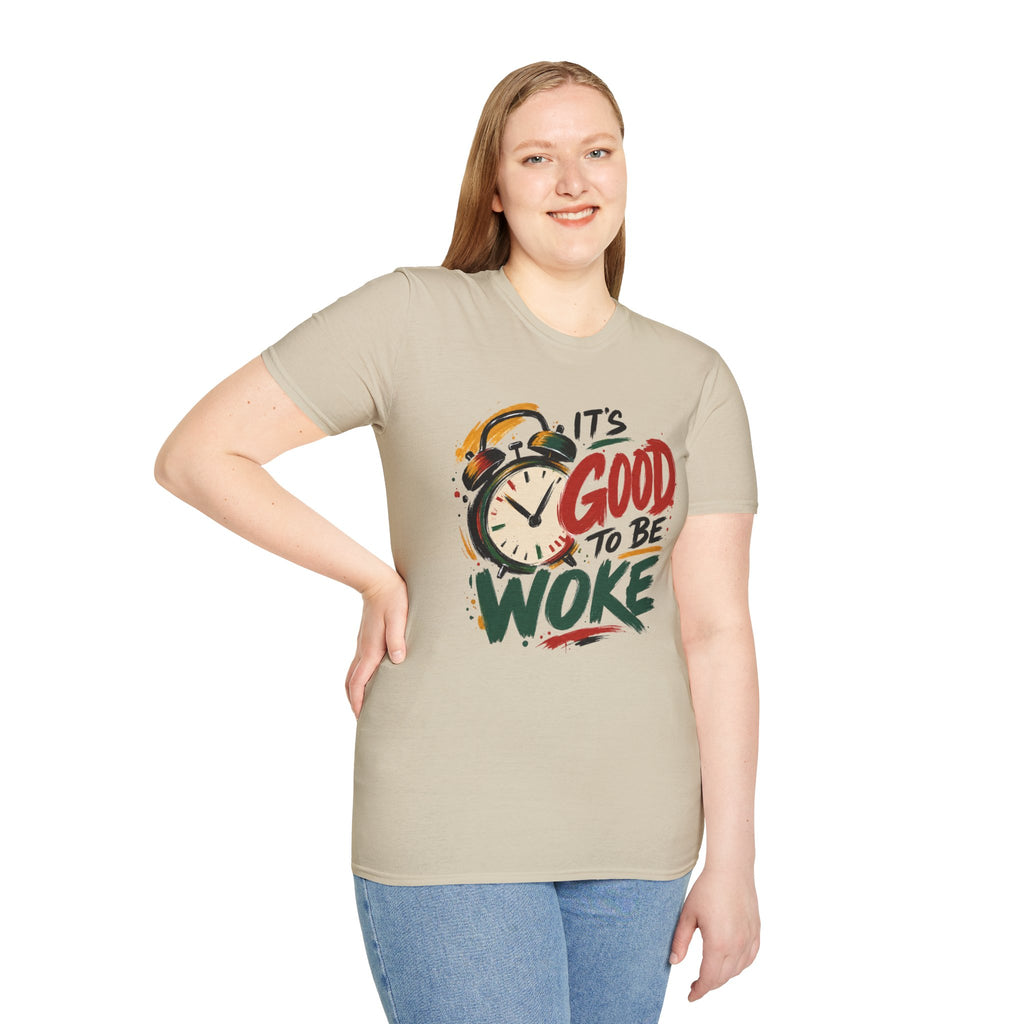 T-Shirt — "It's Good To Be Woke" Graphic Tee (Alarm Clock Design)