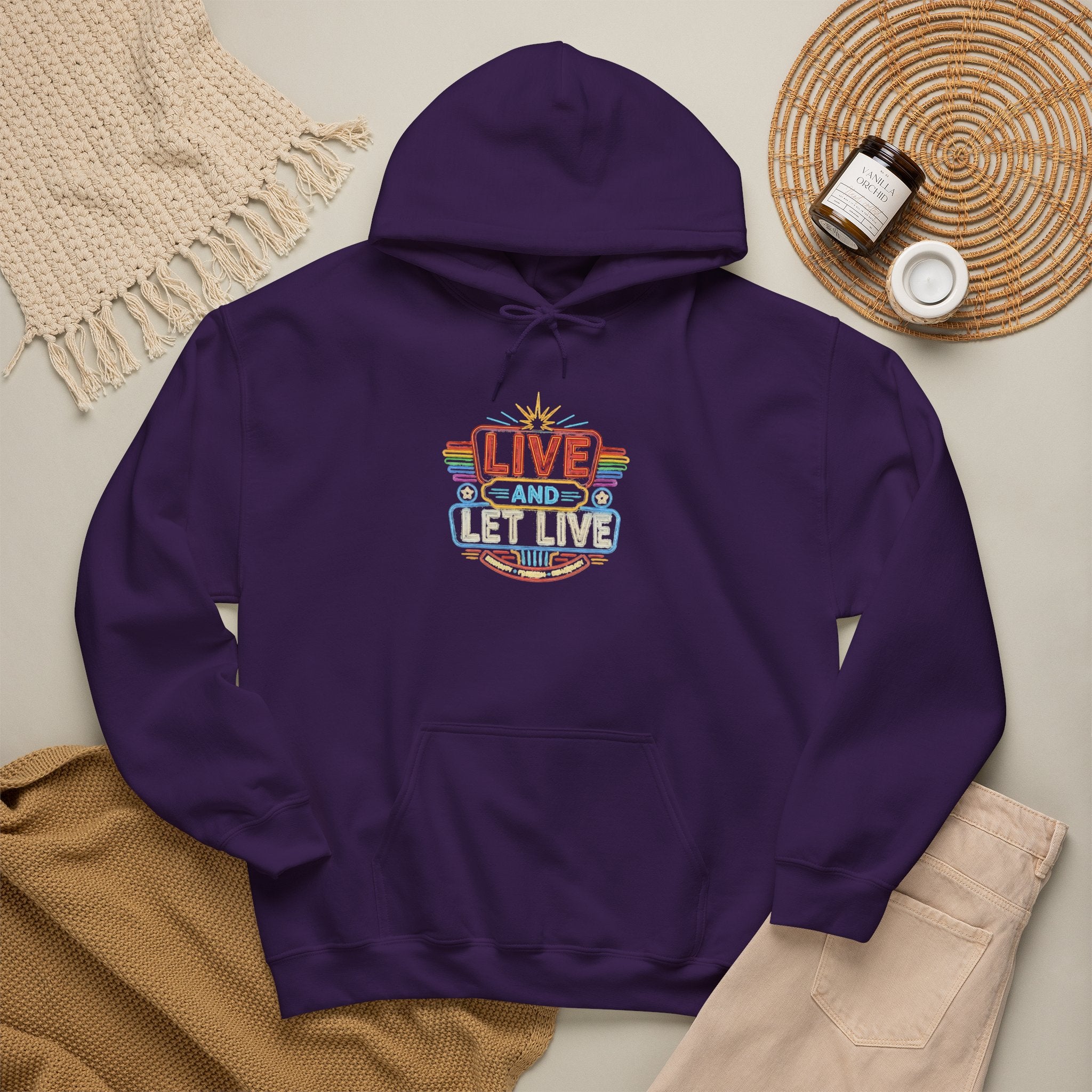 Live And Let Live Hoodie — Retro Peace Graphic Pullover