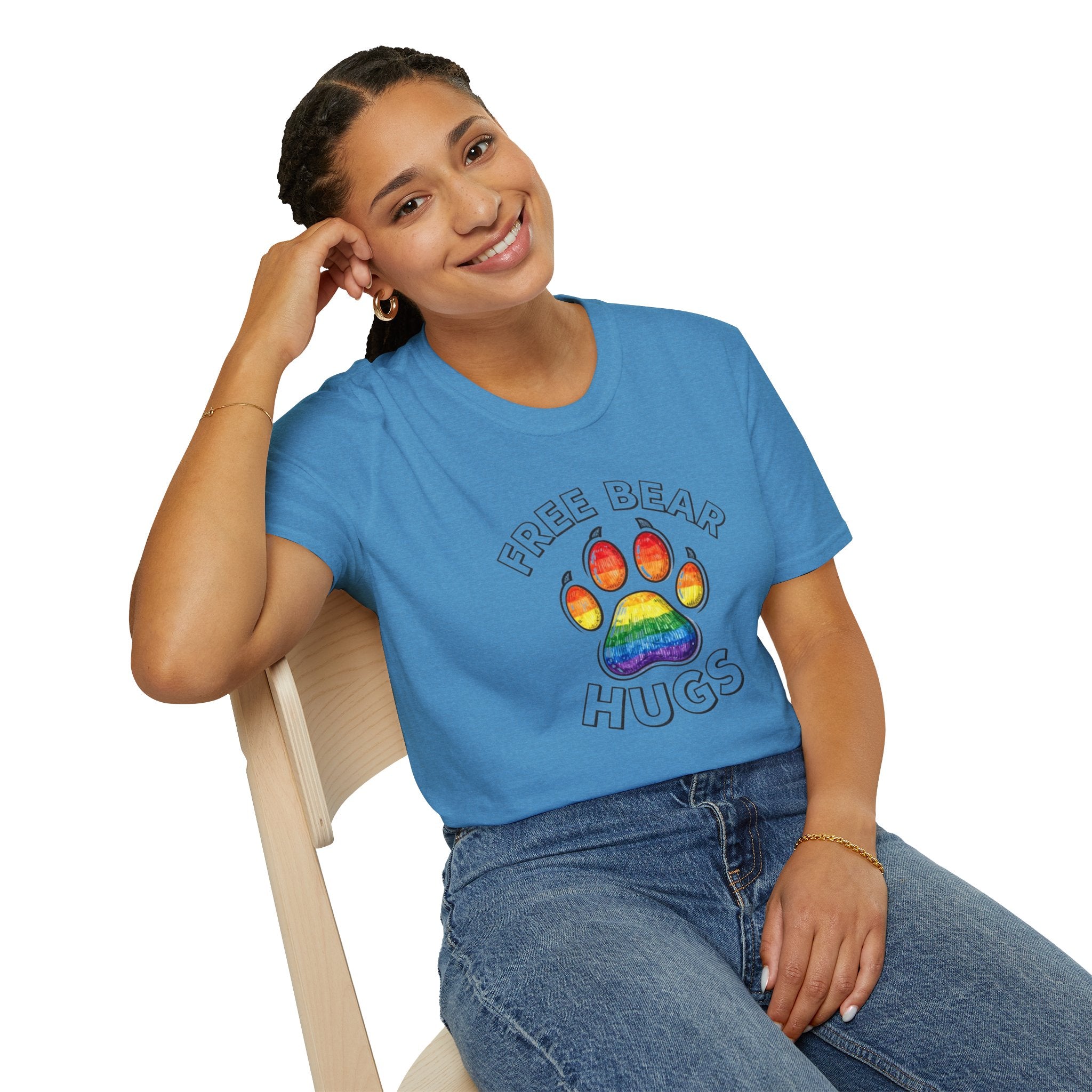 Free Bear Hugs Rainbow Paw T-Shirt
