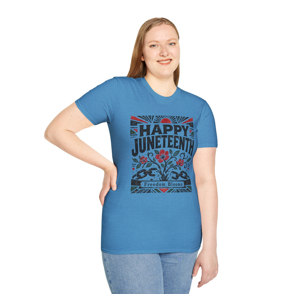 Juneteenth T-Shirt — "Happy Juneteenth" Floral Freedom Tee