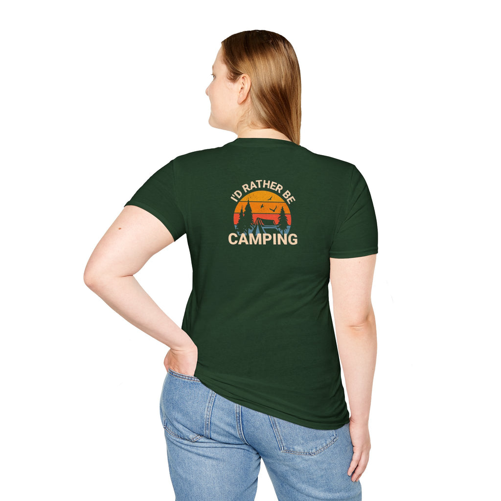 Unisex Softstyle T-Shirt - 'I'd Rather Be Camping' Adventure Tee