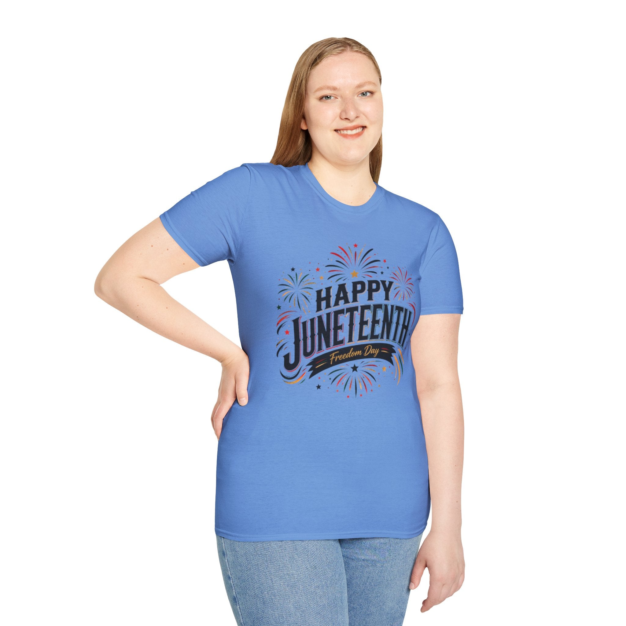 Juneteenth T-Shirt - "Happy Juneteenth" Fireworks Celebration Tee