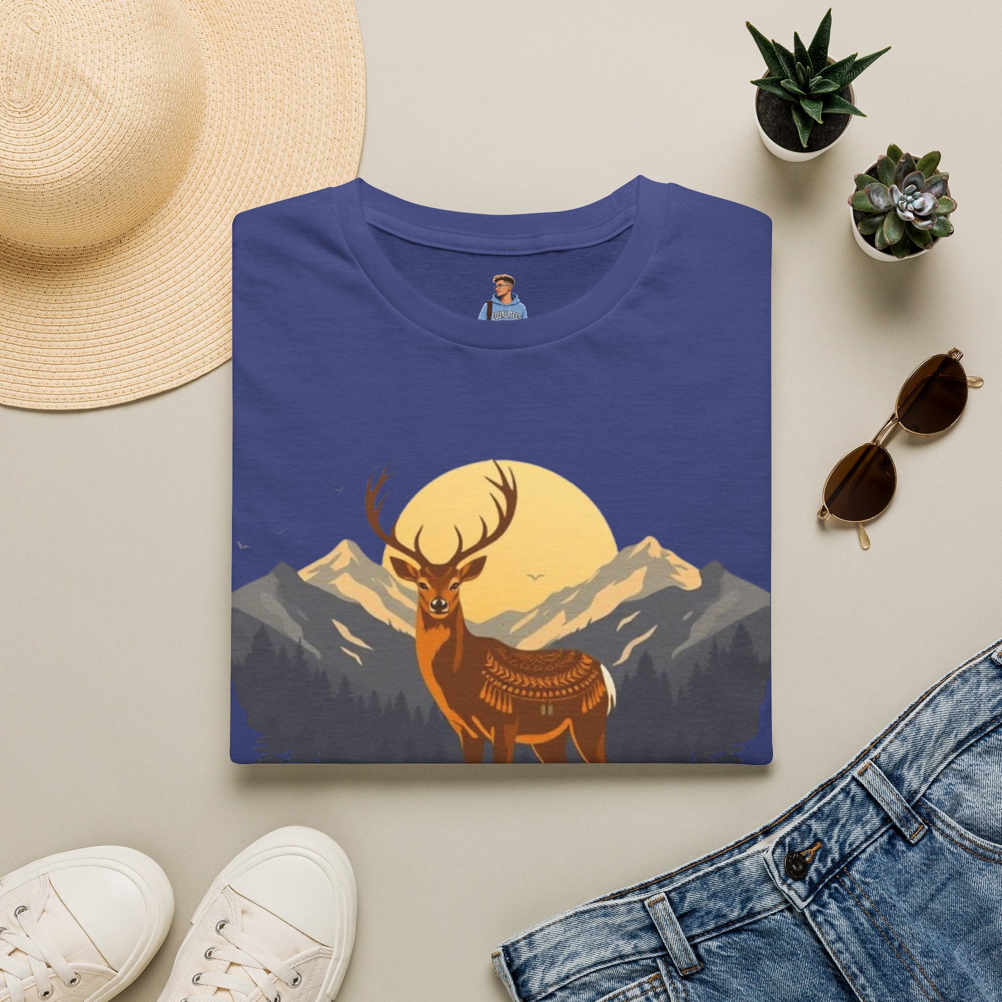 Mountain Sunset Deer Unisex Softstyle T-Shirt