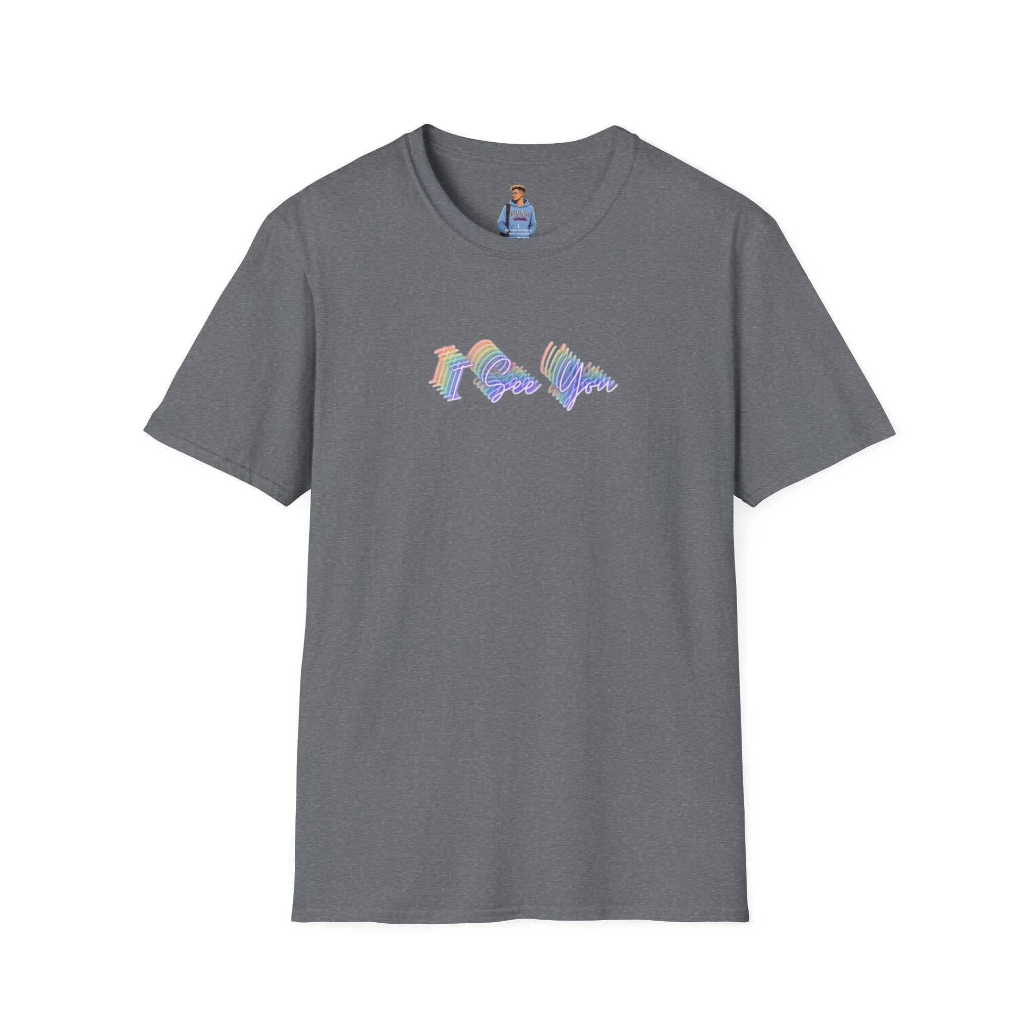 Camiseta unisex "Te veo" de estilo suave: diseño de ondas coloridas para la visibilidad LGBTQ+