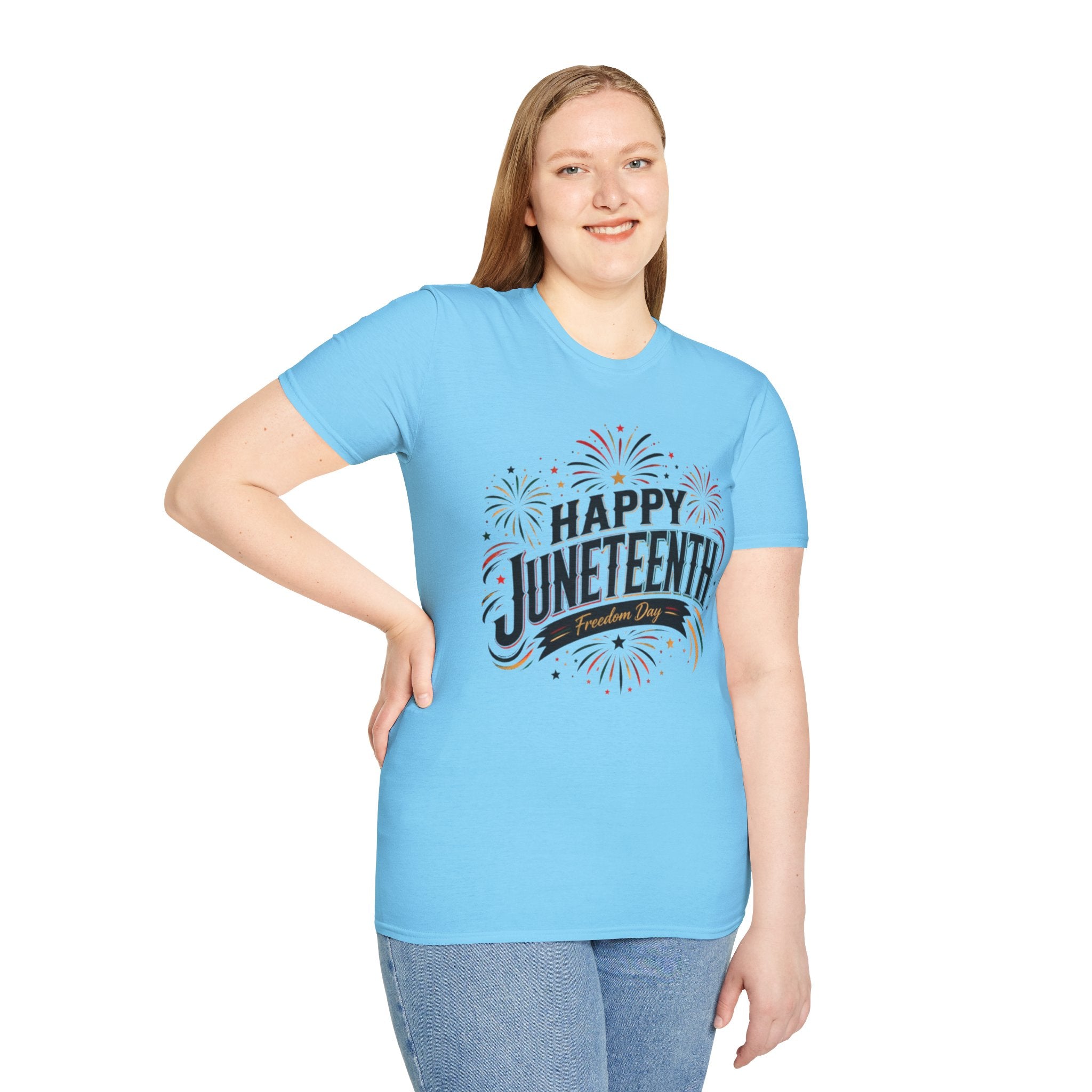 Juneteenth T-Shirt - "Happy Juneteenth" Fireworks Celebration Tee