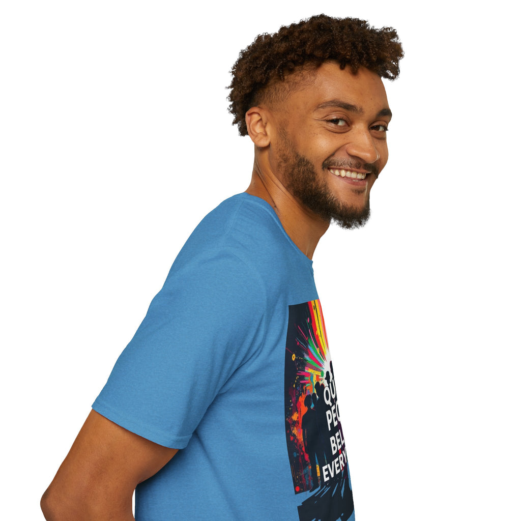 Unisex Softstyle T-Shirt - 'Queer People Belong Everywhere' Pride Graphic Tee