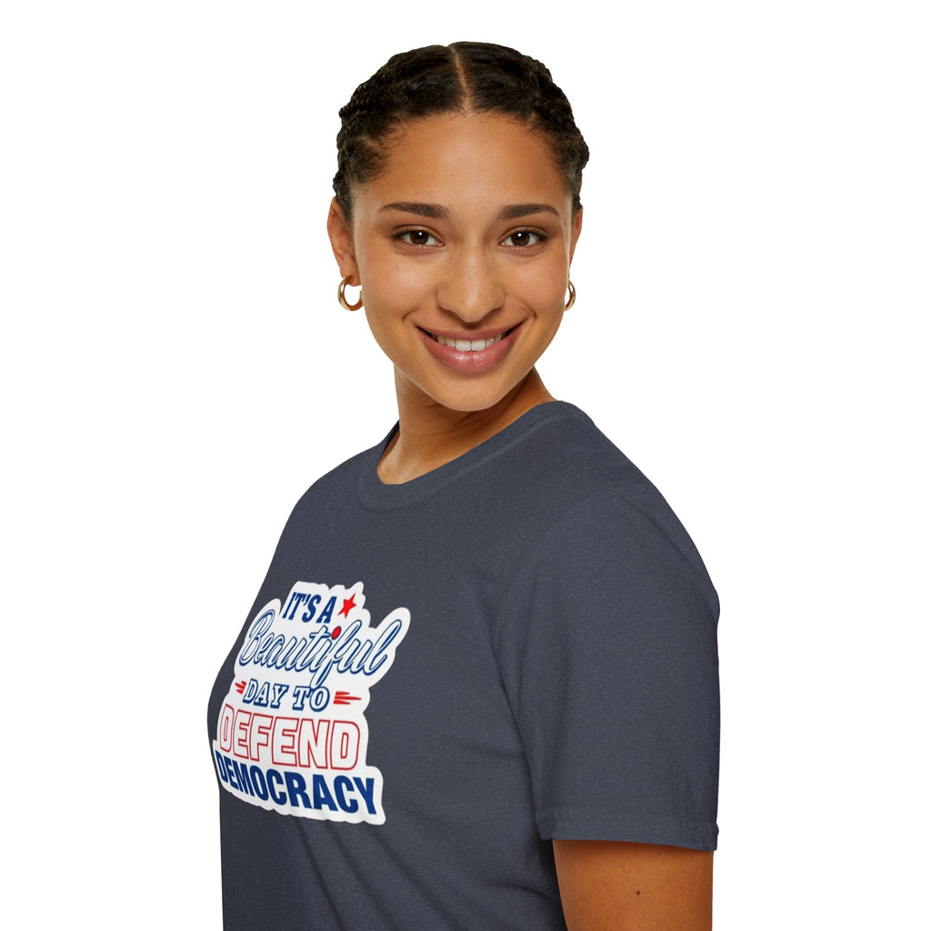 Defend Democracy Unisex Softstyle T-Shirt - Perfect for Activism and Everyday Wear