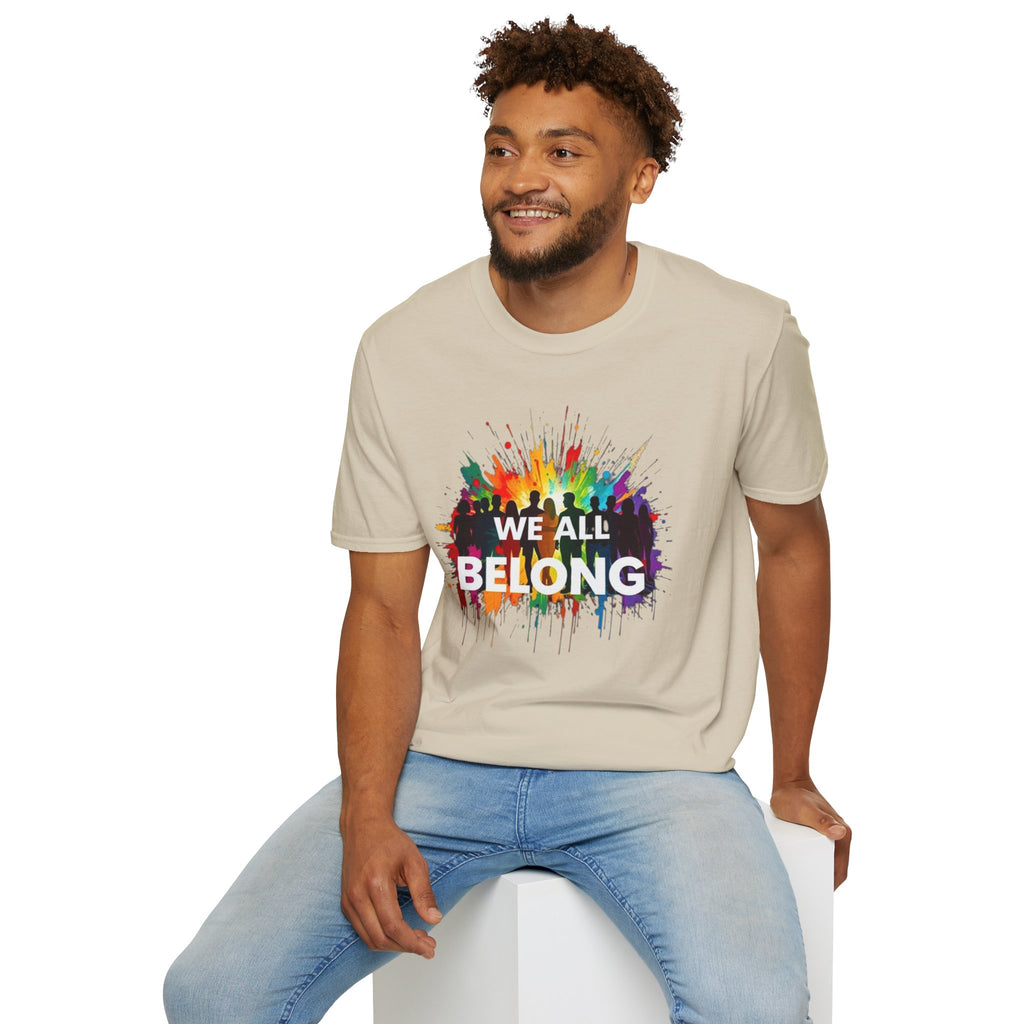 We All Belong Unisex Softstyle T-Shirt - Colorful Pride Tee