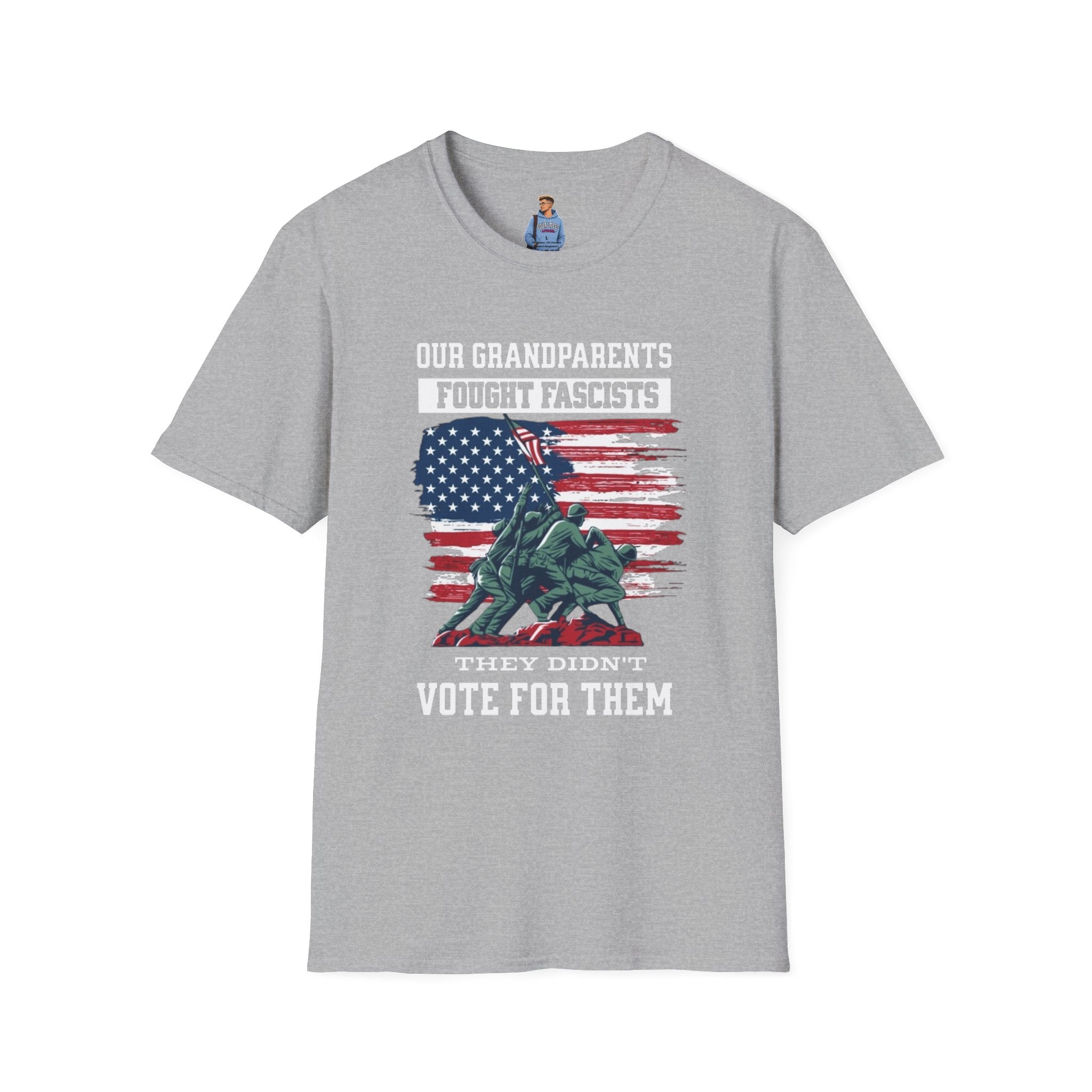 Unisex Softstyle T-Shirt: 'Our Grandparents Fought Fascists' Patriotic Tee