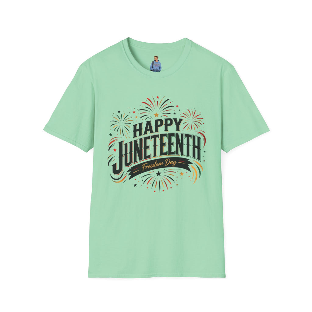 Juneteenth T-Shirt - "Happy Juneteenth" Fireworks Celebration Tee