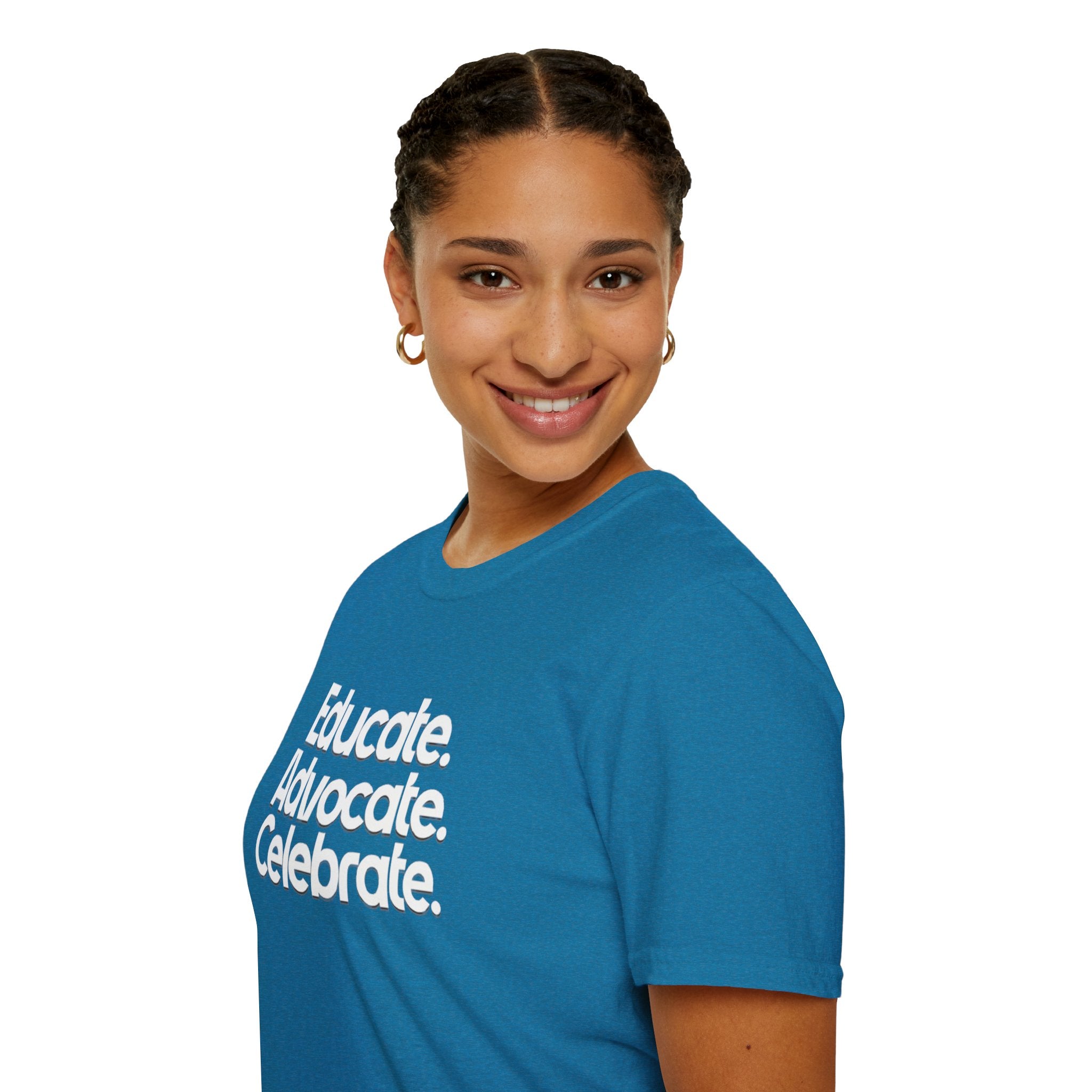 Educate. Advocate. Celebrate. Minimalist Pride T-Shirt