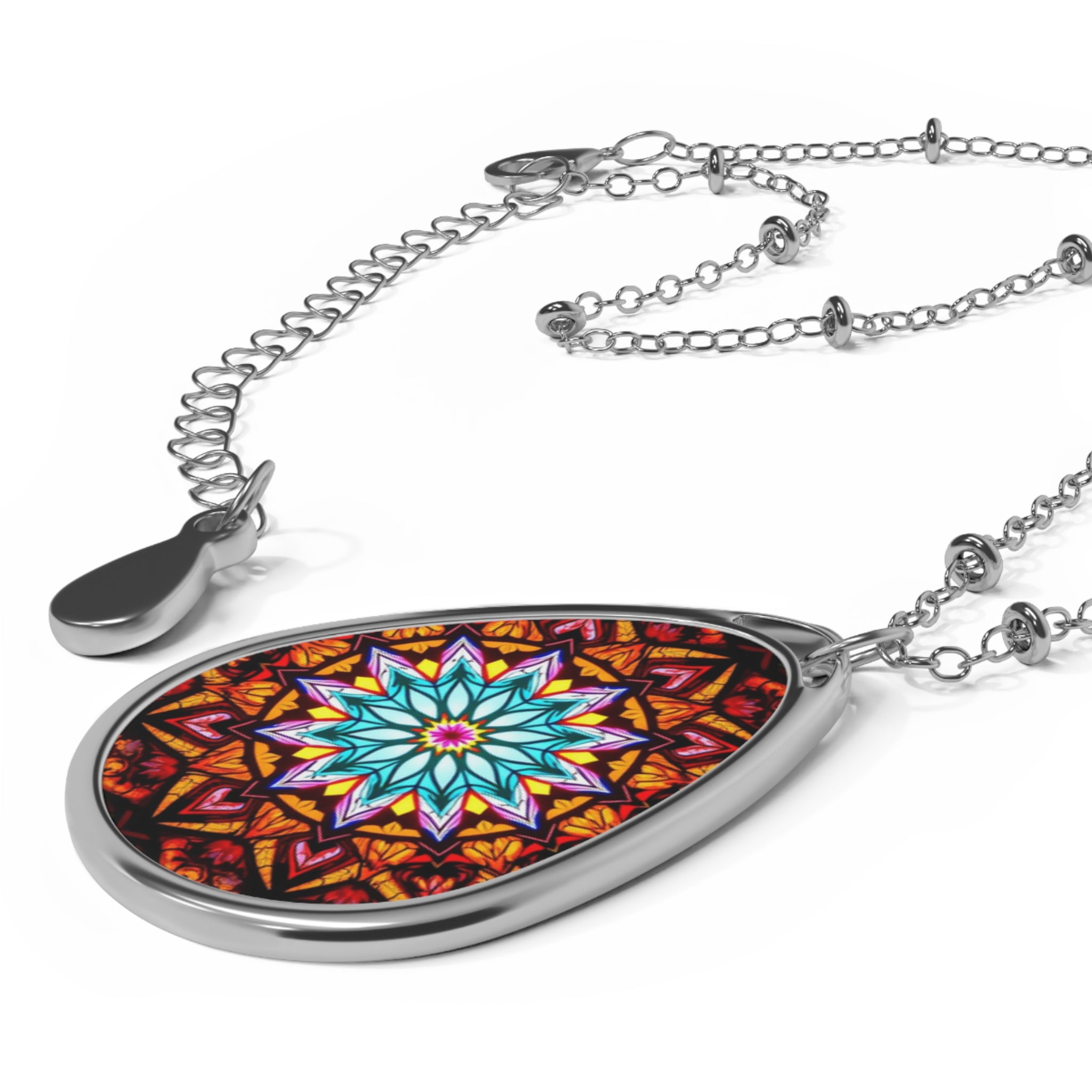 Beautiful Mandala Teardrop Pendant Necklace