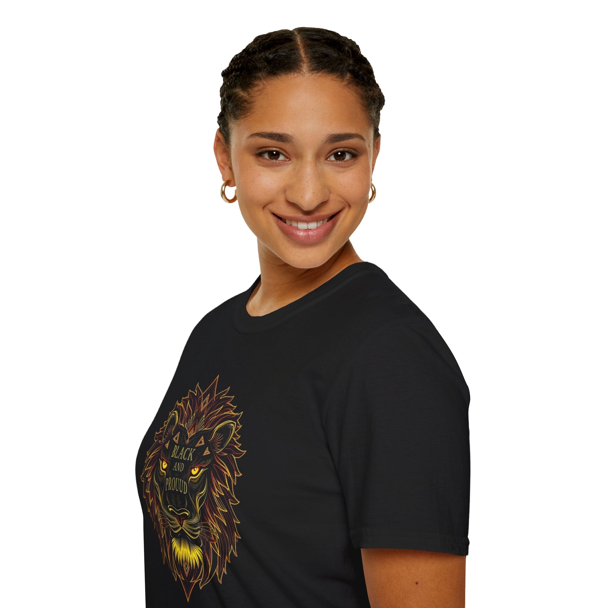Black & Proud Lion Softstyle T-Shirt - Unisex Graphic Tee