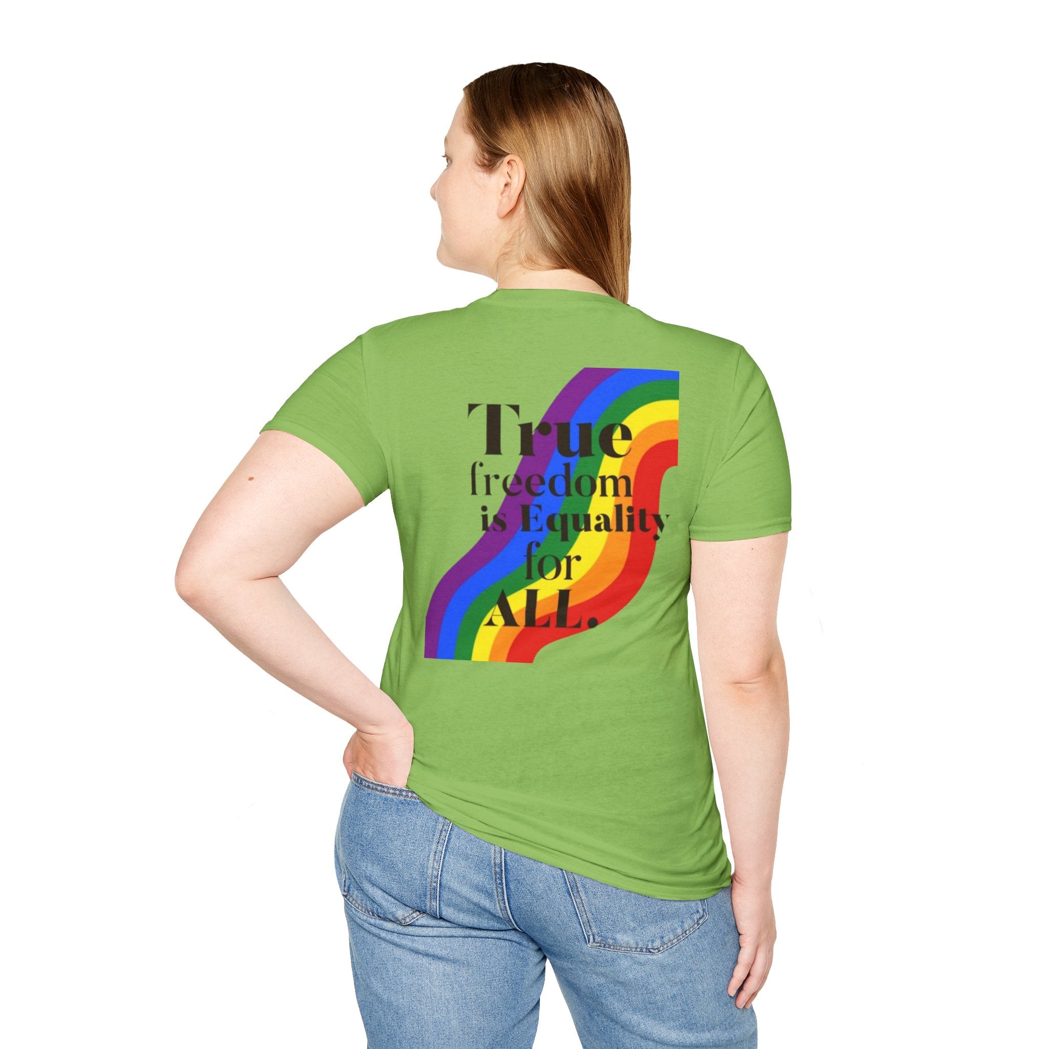 Pride-Theme Unisex Softstyle T-Shirt - "True freedom is Equality for ALL"