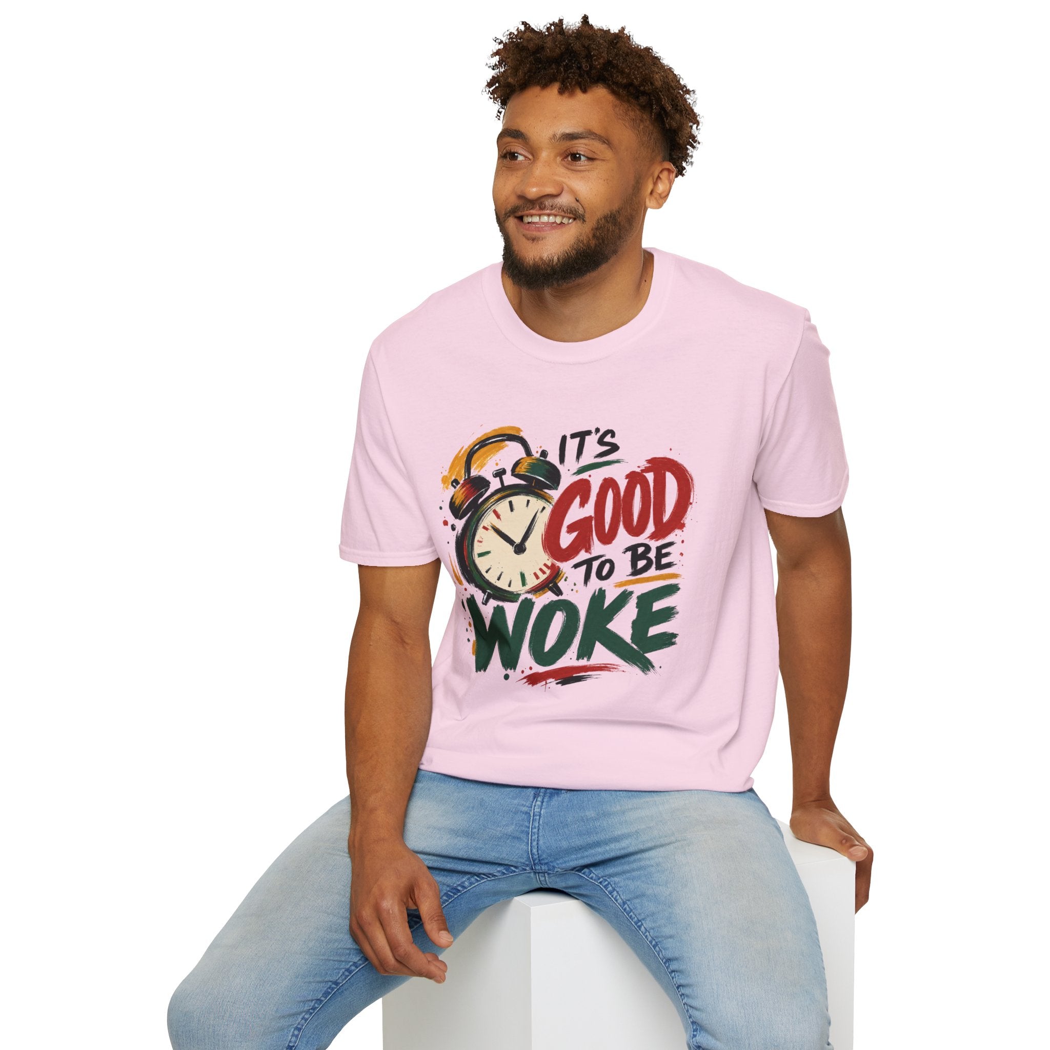 T-Shirt — "It's Good To Be Woke" Graphic Tee (Alarm Clock Design)