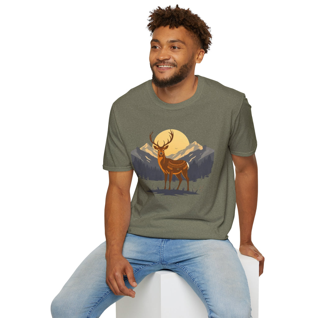 Mountain Sunset Deer Unisex Softstyle T-Shirt