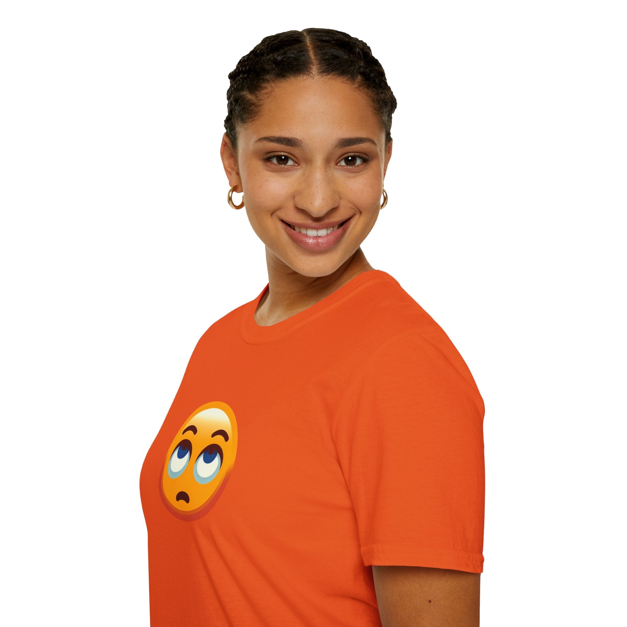 Camiseta unisex de estilo suave con emoji de ojos en blanco | Camiseta gráfica informal para el día a día