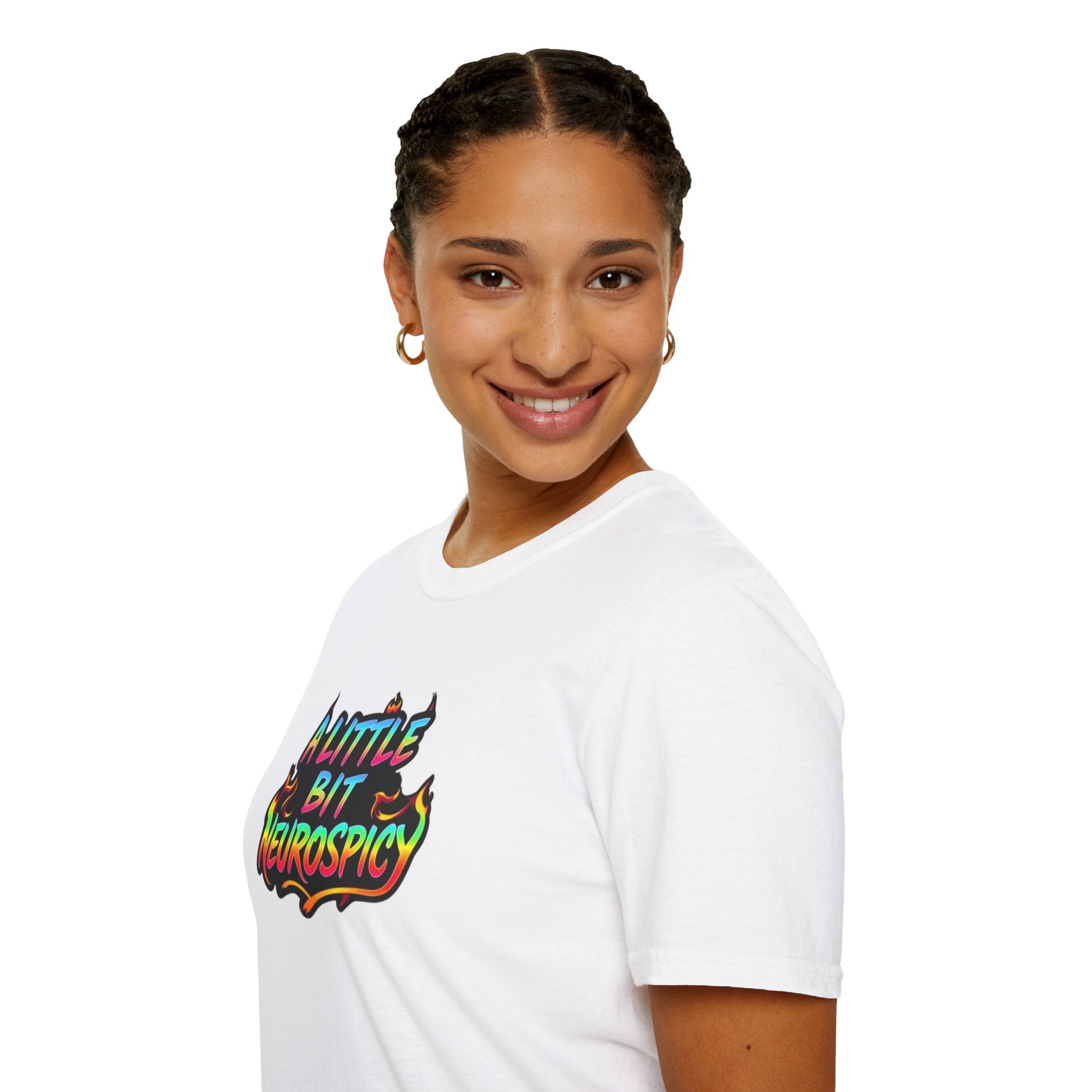 Camiseta unisex de estilo suave A Little Bit Neurospicy: camiseta gráfica divertida y peculiar para la conciencia neurodivergente